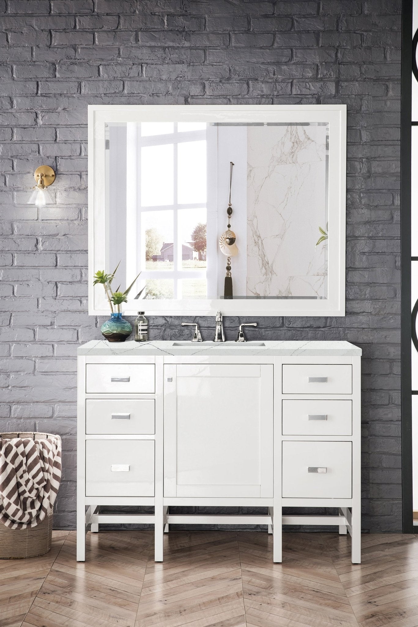 James Martin Vanities - Addison 48" Single Vanity Cabinet in Glossy White - E444 - V48 - GW - 3ENC - Home Luxury USA