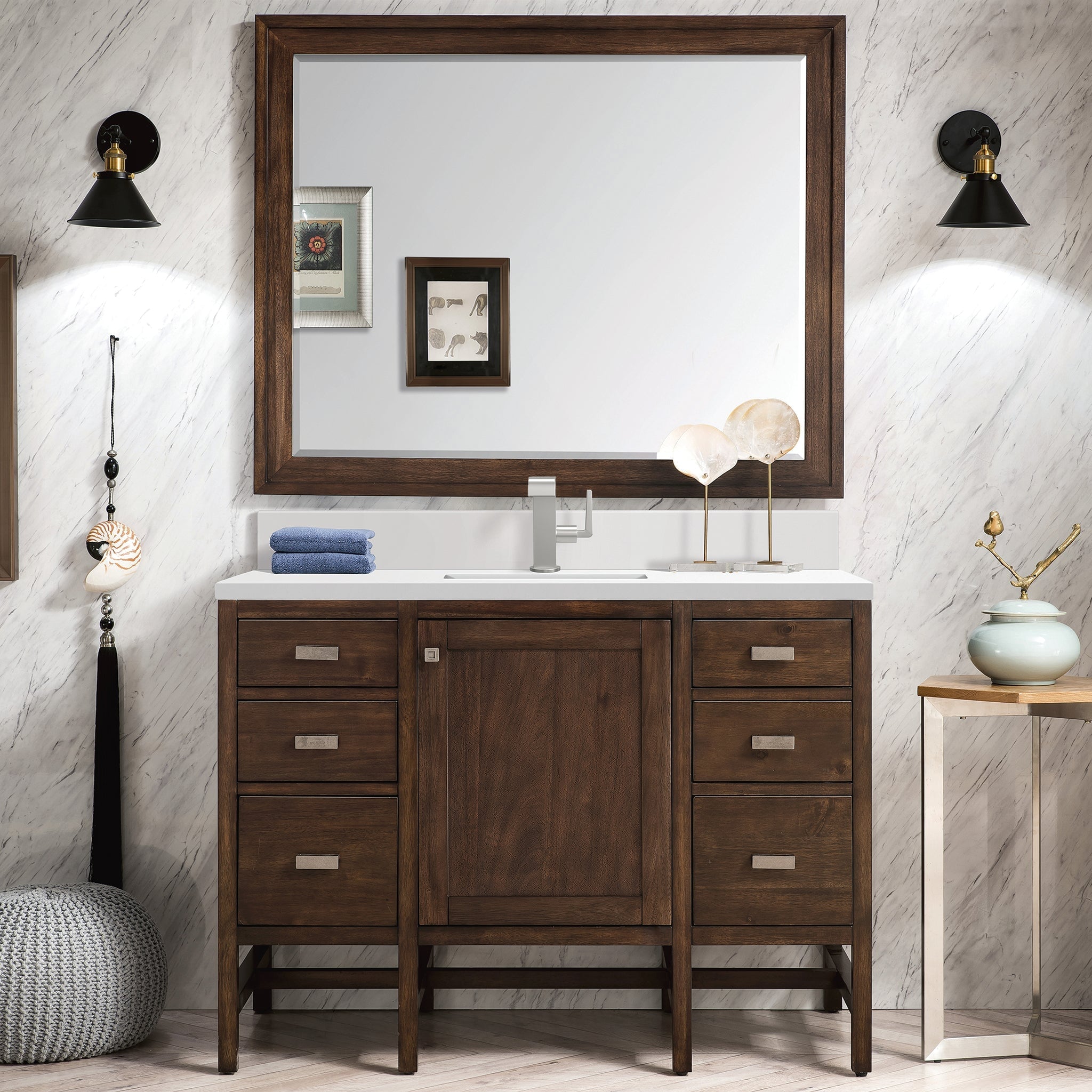 Addison 48" Single Vanity Cabinet in Mid-Century Acacia