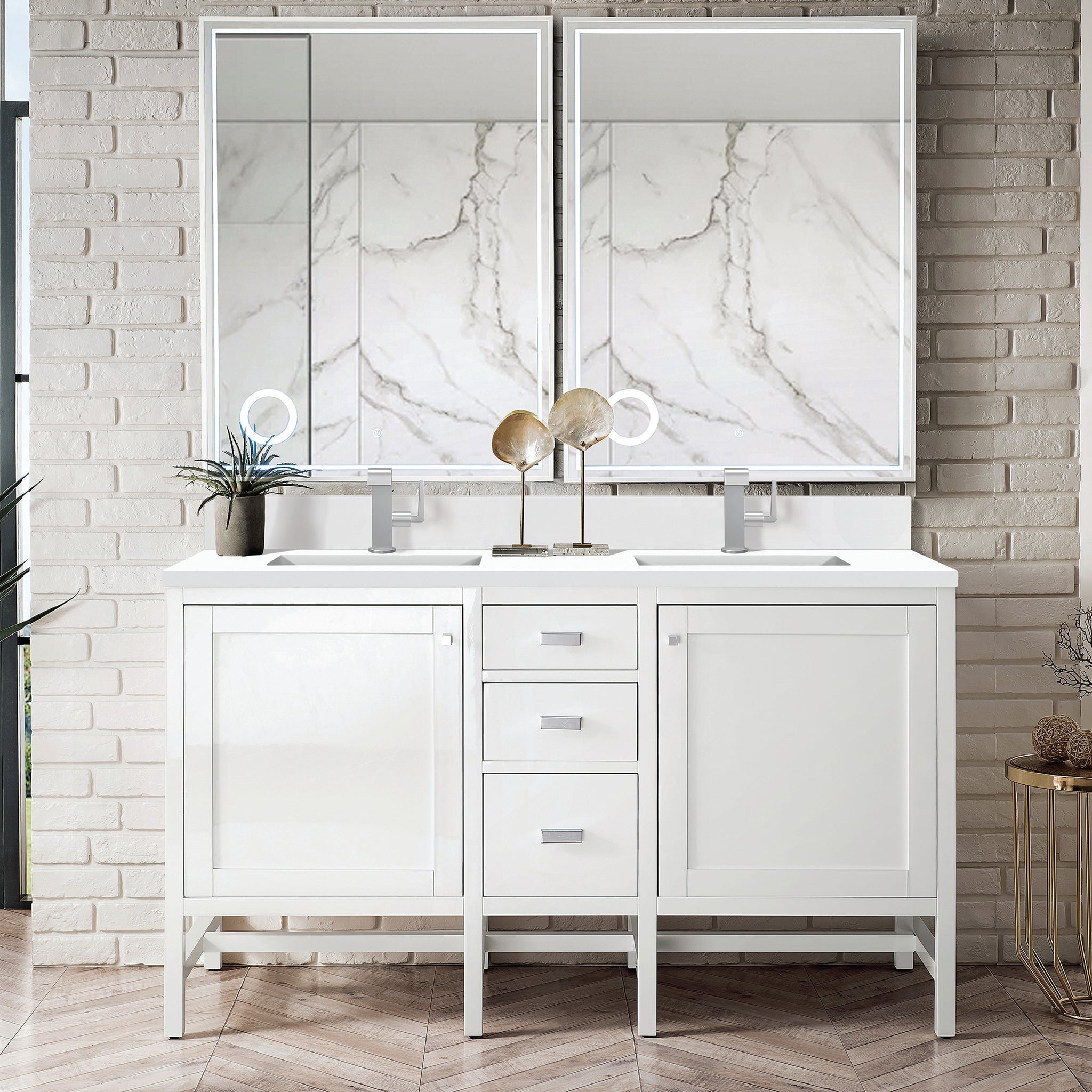 James Martin Vanities - Addison 60" Double Vanity Cabinet in Glossy White - E444 - V60D - GW - 1WZ - Home Luxury USA