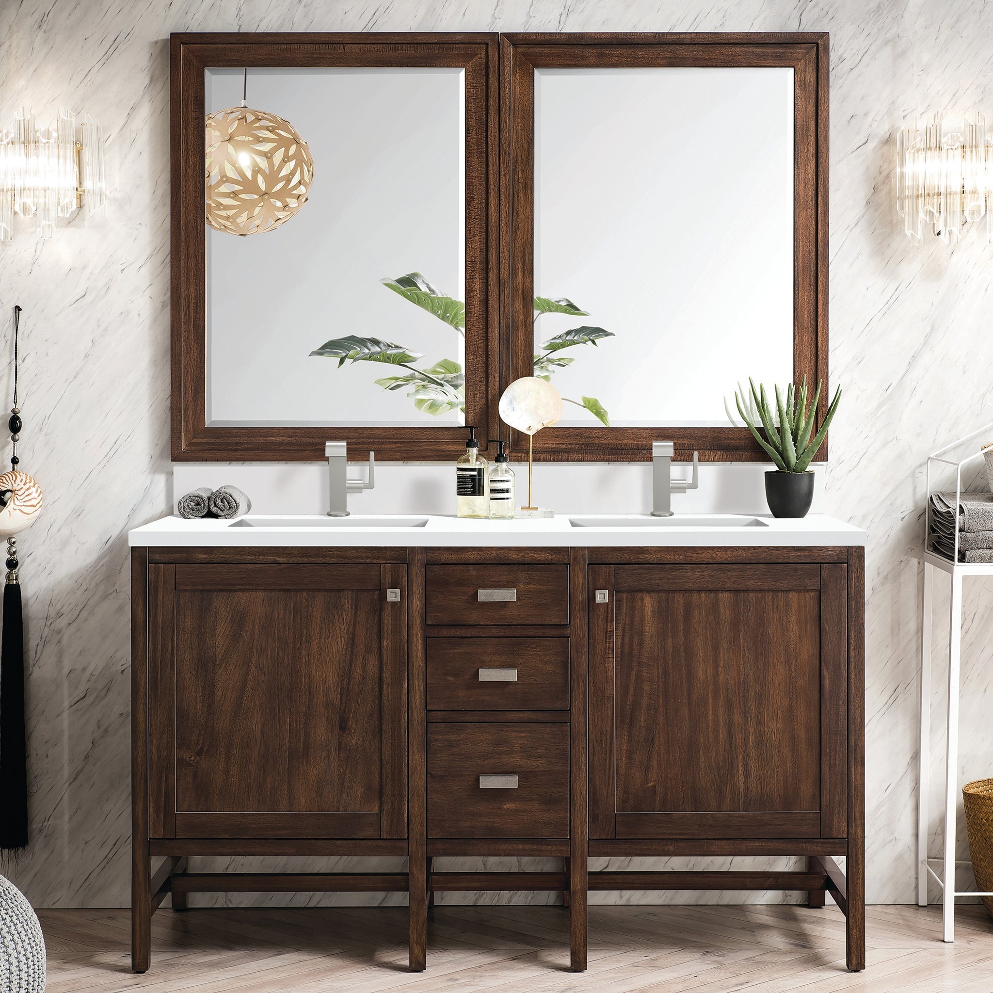 James Martin Vanities - Addison 60" Double Vanity Cabinet in Mid - Century Acacia - E444 - V60D - MCA - 1WZ - Home Luxury USA