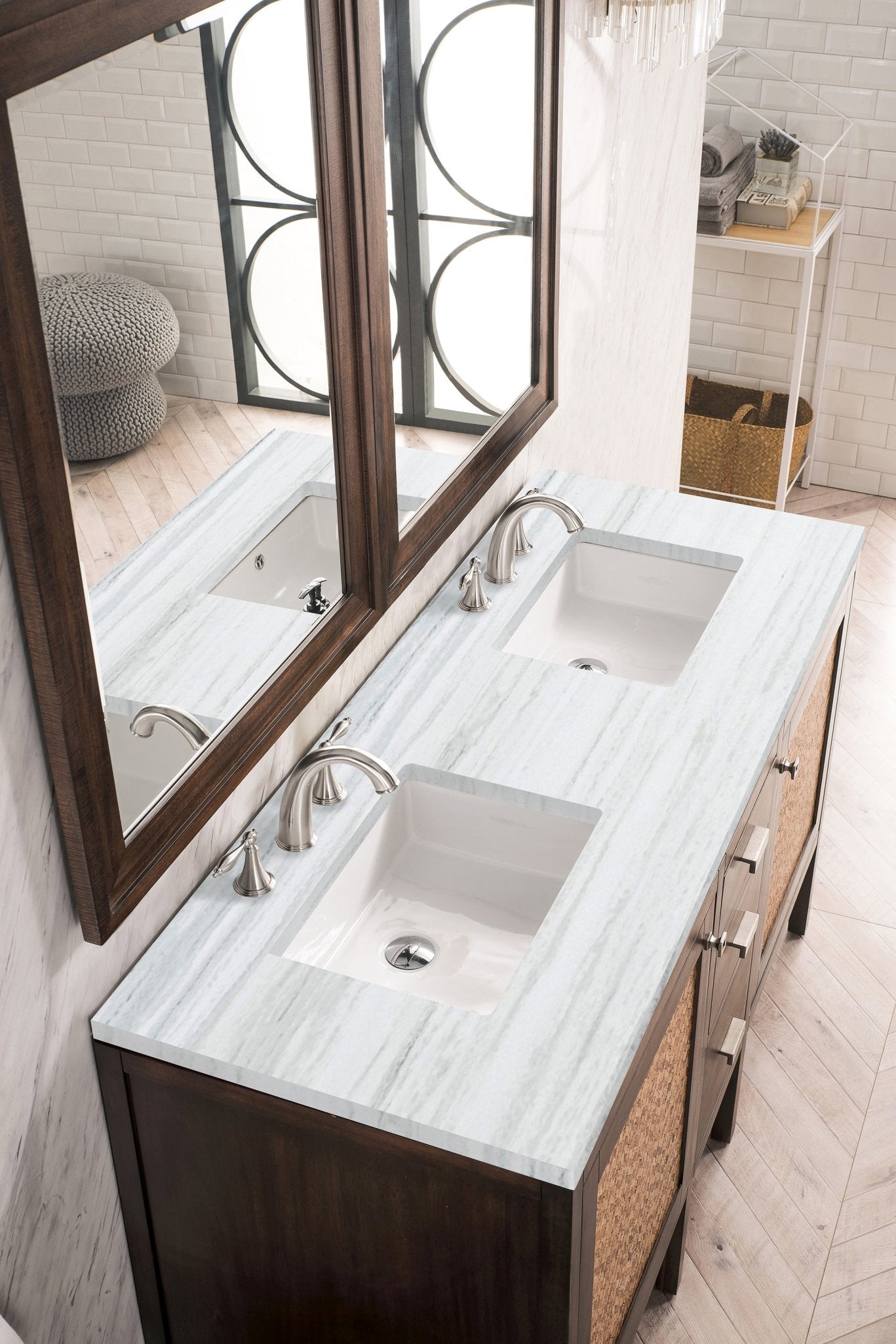 James Martin Vanities - Addison 60" Double Vanity Cabinet in Mid - Century Acacia - E444 - V60D - MCA - 3AF - Home Luxury USA