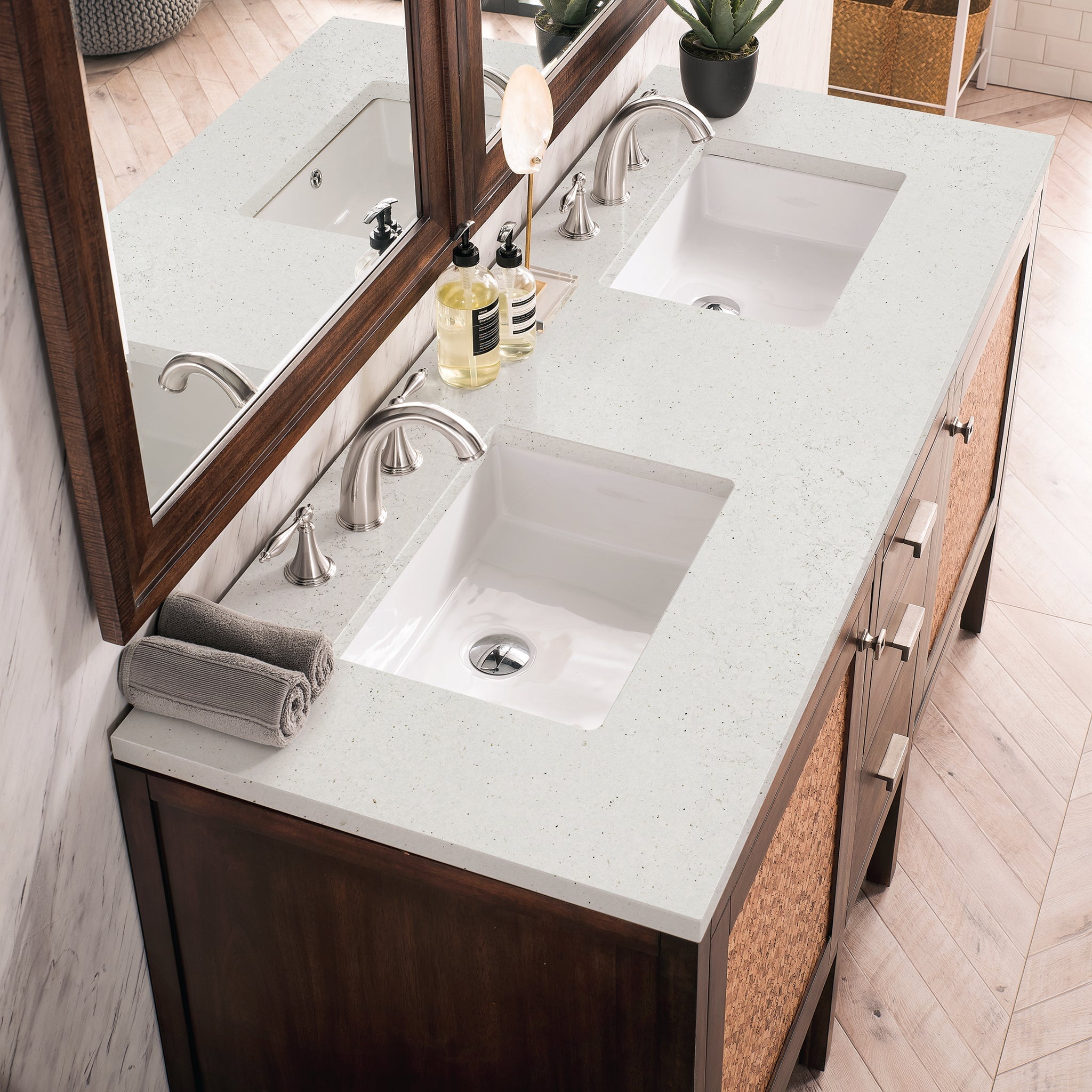 James Martin Vanities - Addison 60" Double Vanity Cabinet in Mid - Century Acacia - E444 - V60D - MCA - 3LDL - Home Luxury USA