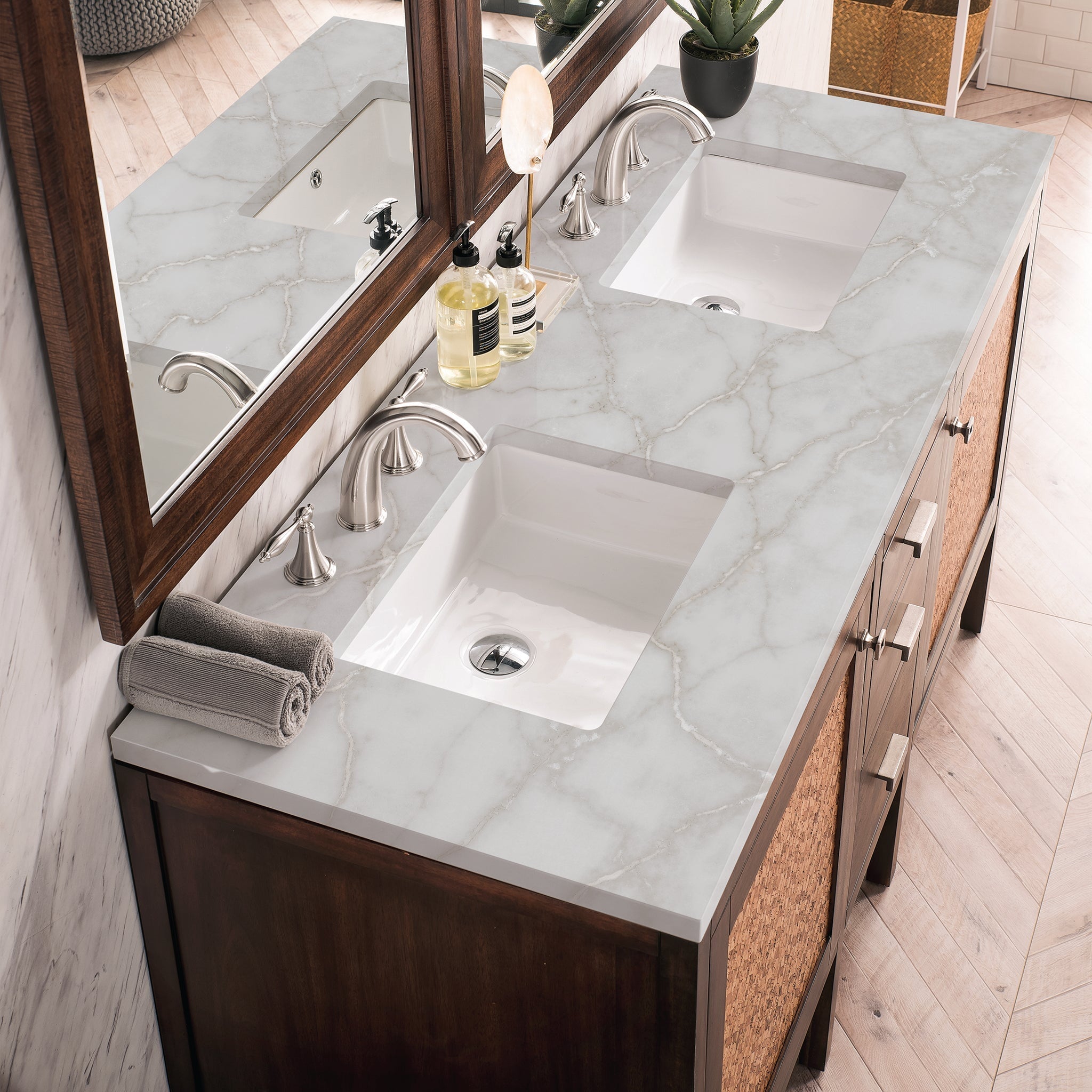 James Martin Vanities - Addison 60" Double Vanity Cabinet in Mid - Century Acacia - E444 - V60D - MCA - 3VSL - Home Luxury USA