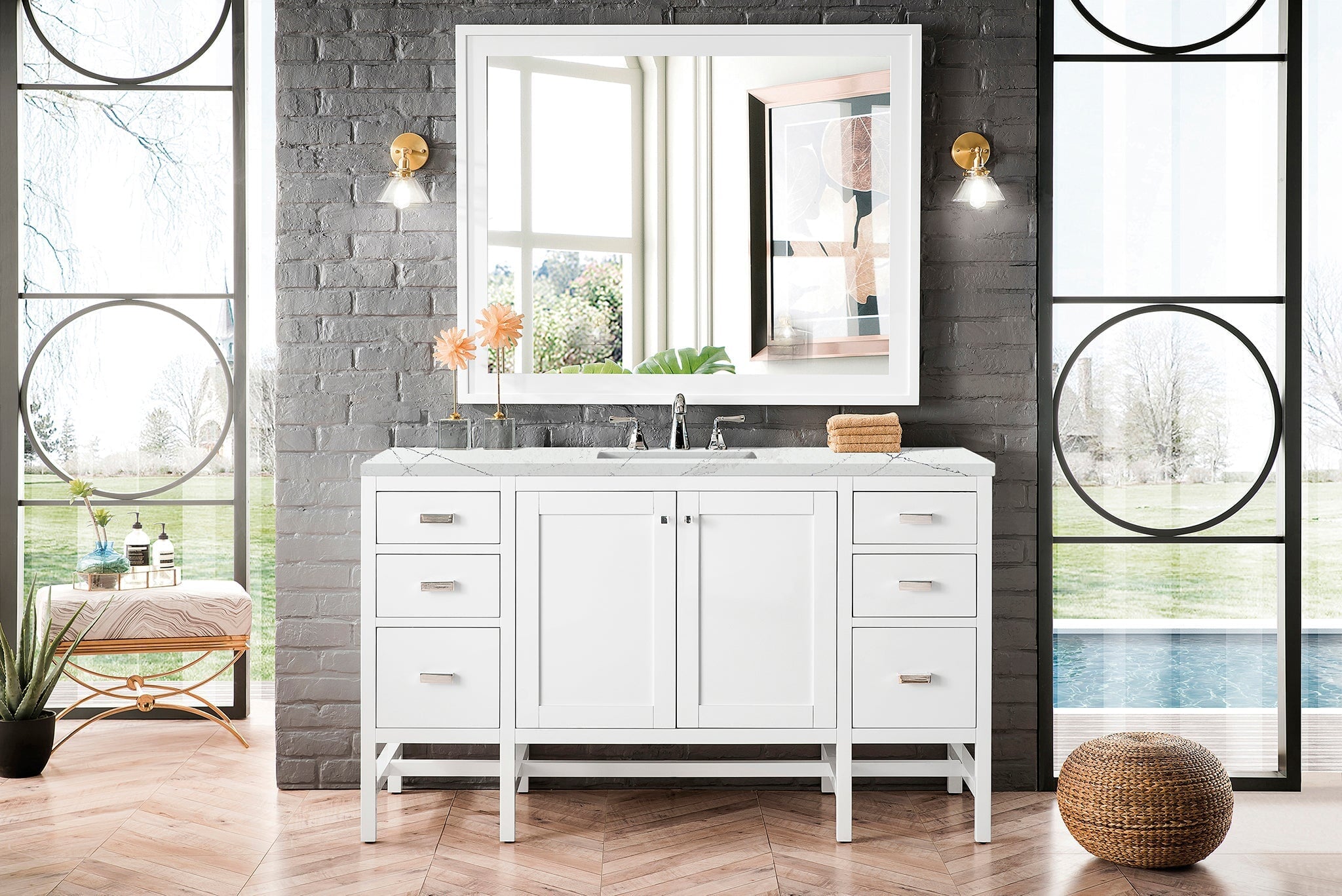 James Martin Vanities - Addison 60" Single Vanity Cabinet in Glossy White - E444 - V60S - GW - 3ENC - Home Luxury USA