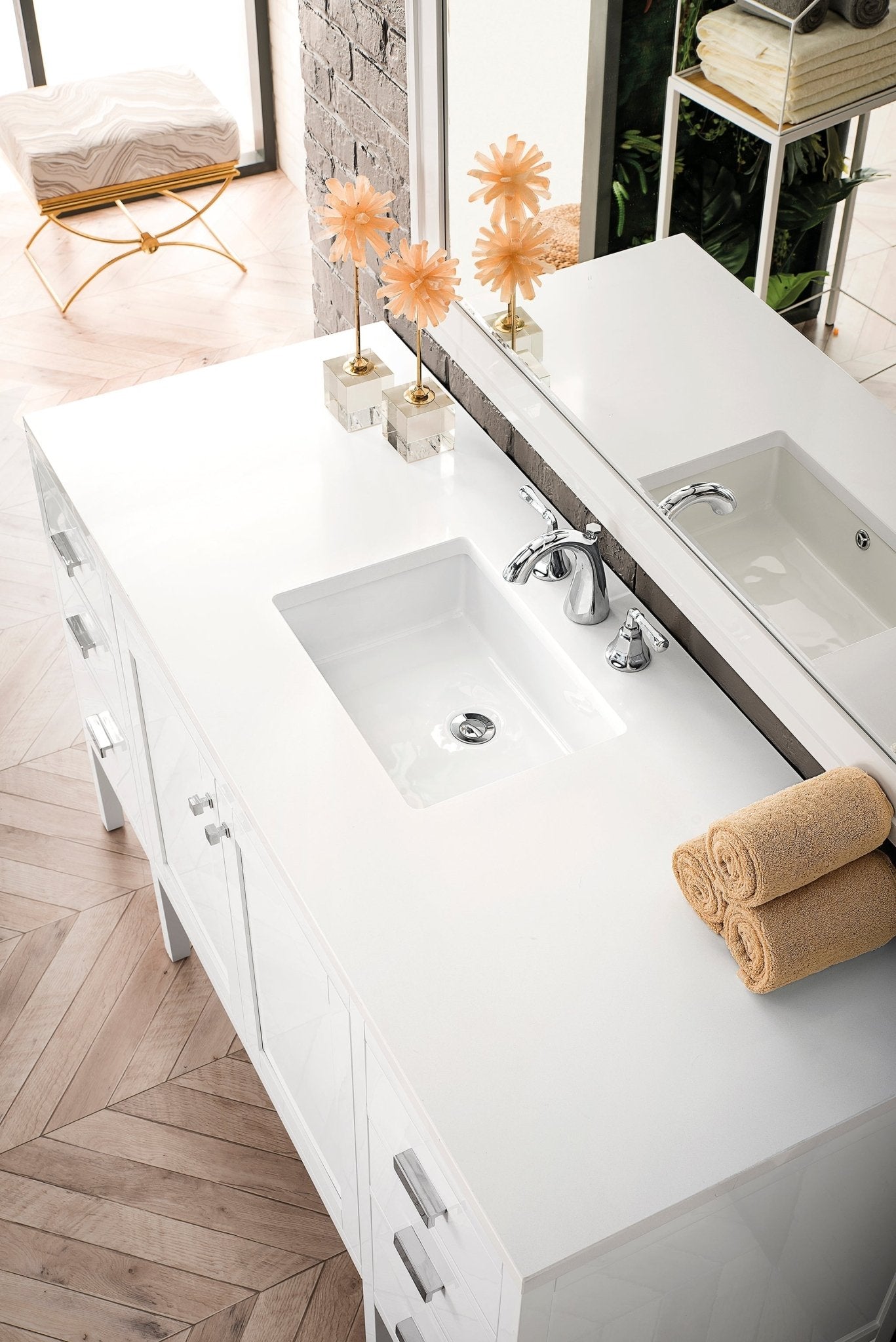 James Martin Vanities - Addison 60" Single Vanity Cabinet in Glossy White - E444 - V60S - GW - 3WZ - Home Luxury USA