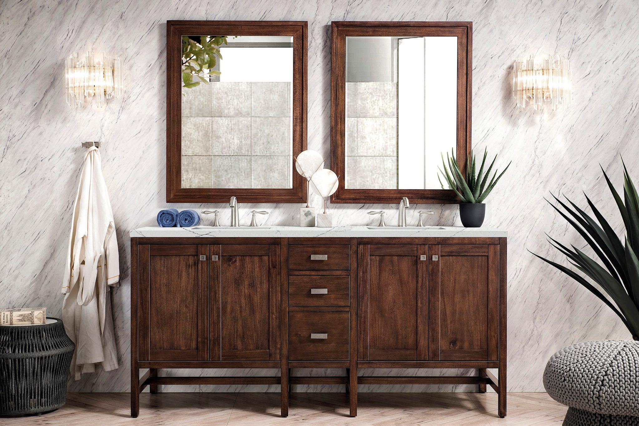 James Martin Vanities - Addison 72" Double Vanity Cabinet in Mid - Century Acacia - E444 - V72 - MCA - 3ENC - Home Luxury USA