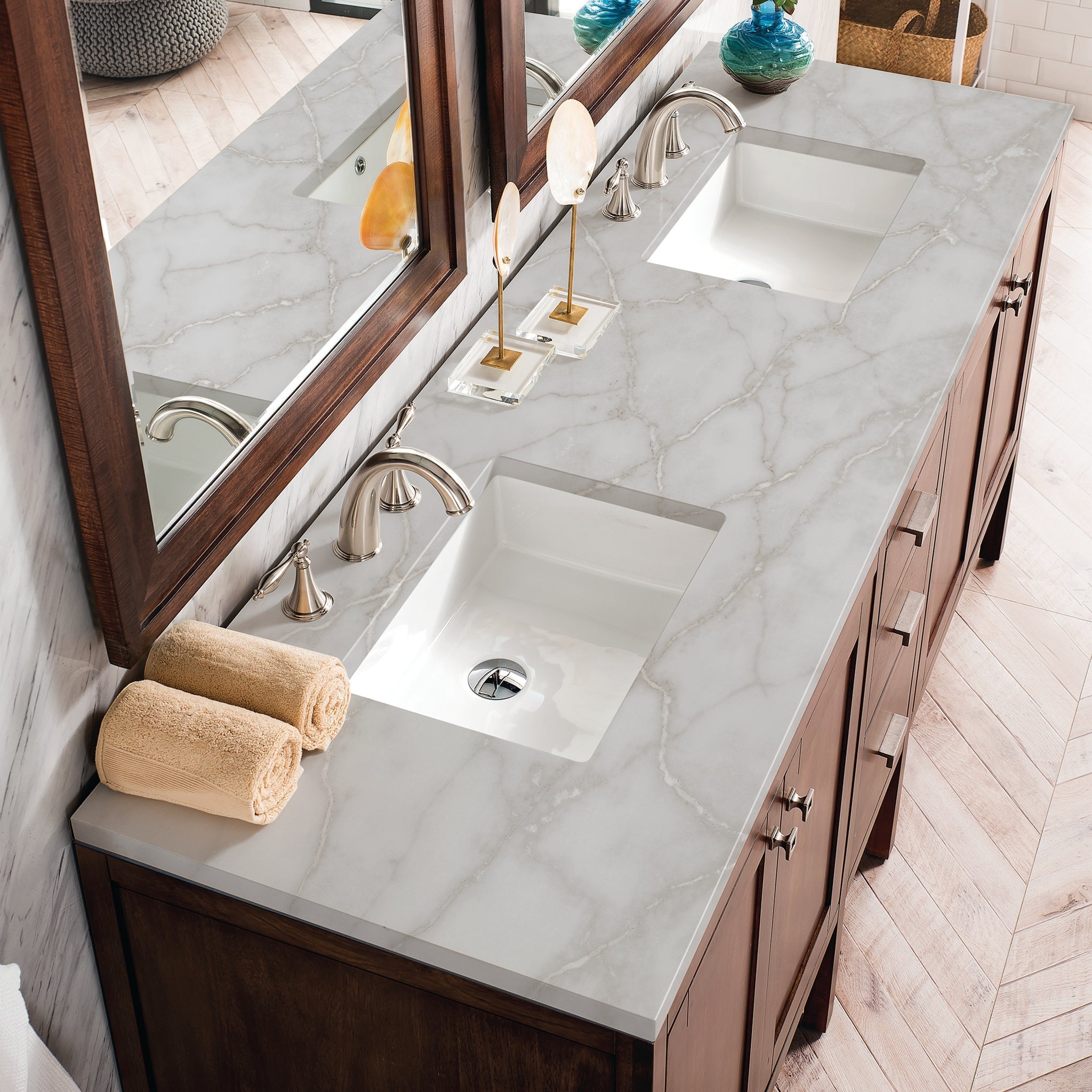 James Martin Vanities - Addison 72" Double Vanity Cabinet in Mid - Century Acacia - E444 - V72 - MCA - 3VSL - Home Luxury USA