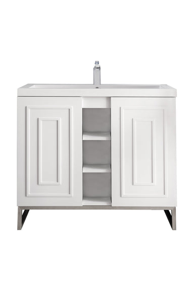 James Martin Vanities - Alicante' 39.5" Single Vanity in Glossy White - E110V39.5GWBNKWG - Home Luxury USA