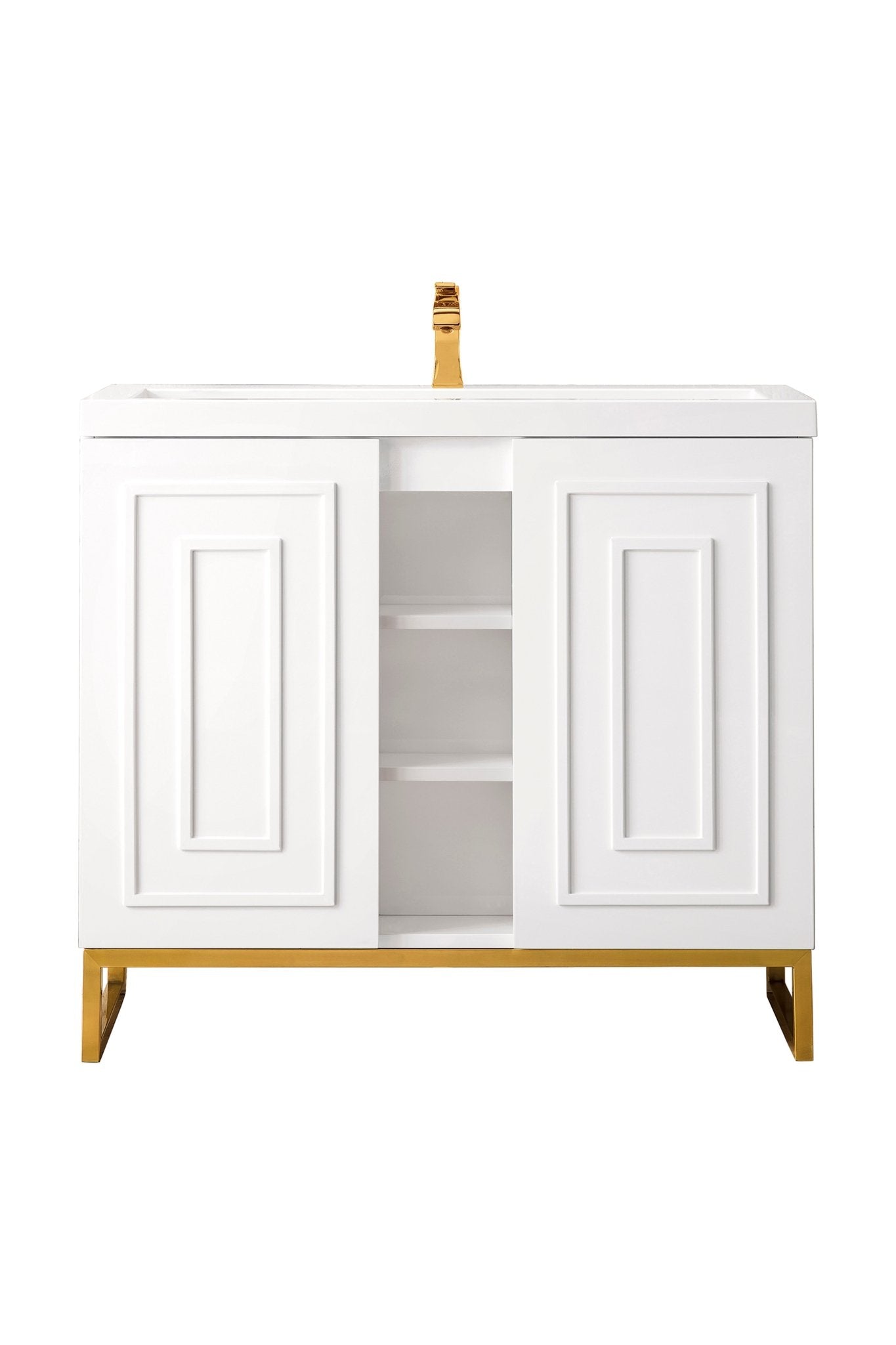 James Martin Vanities - Alicante' 39.5" Single Vanity in Glossy White - E110V39.5GWRGDWG - Home Luxury USA