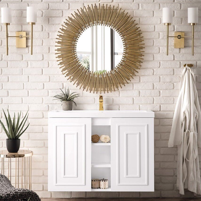 James Martin Vanities - Alicante' 39.5" Single Vanity in Glossy White - Home Luxury USA