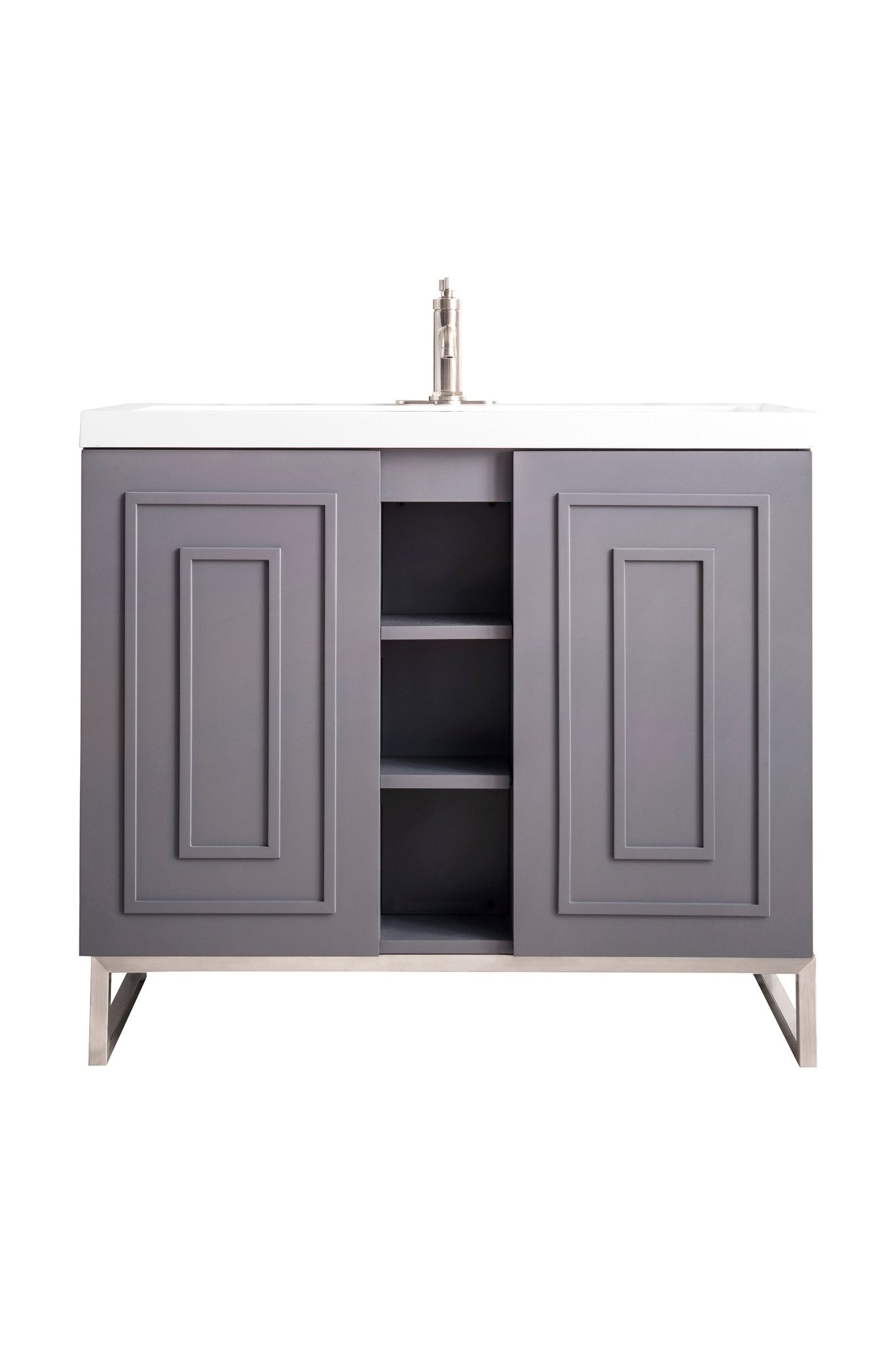 James Martin Vanities - Alicante' 39.5" Single Vanity in Gray Smoke - E110V39.5GSMBNKWG - Home Luxury USA