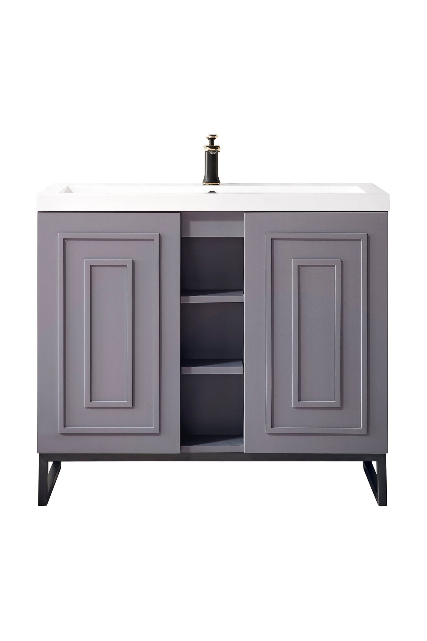 James Martin Vanities - Alicante' 39.5" Single Vanity in Gray Smoke - E110V39.5GSMMBKWG - Home Luxury USA