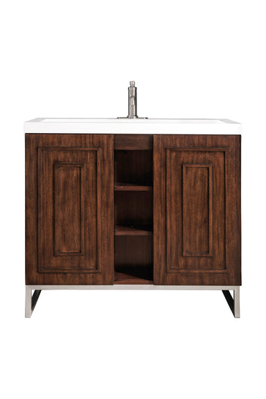 James Martin Vanities - Alicante' 39.5" Single Vanity in Mid - Century Acacia - E110V39.5MCABNKWG - Home Luxury USA