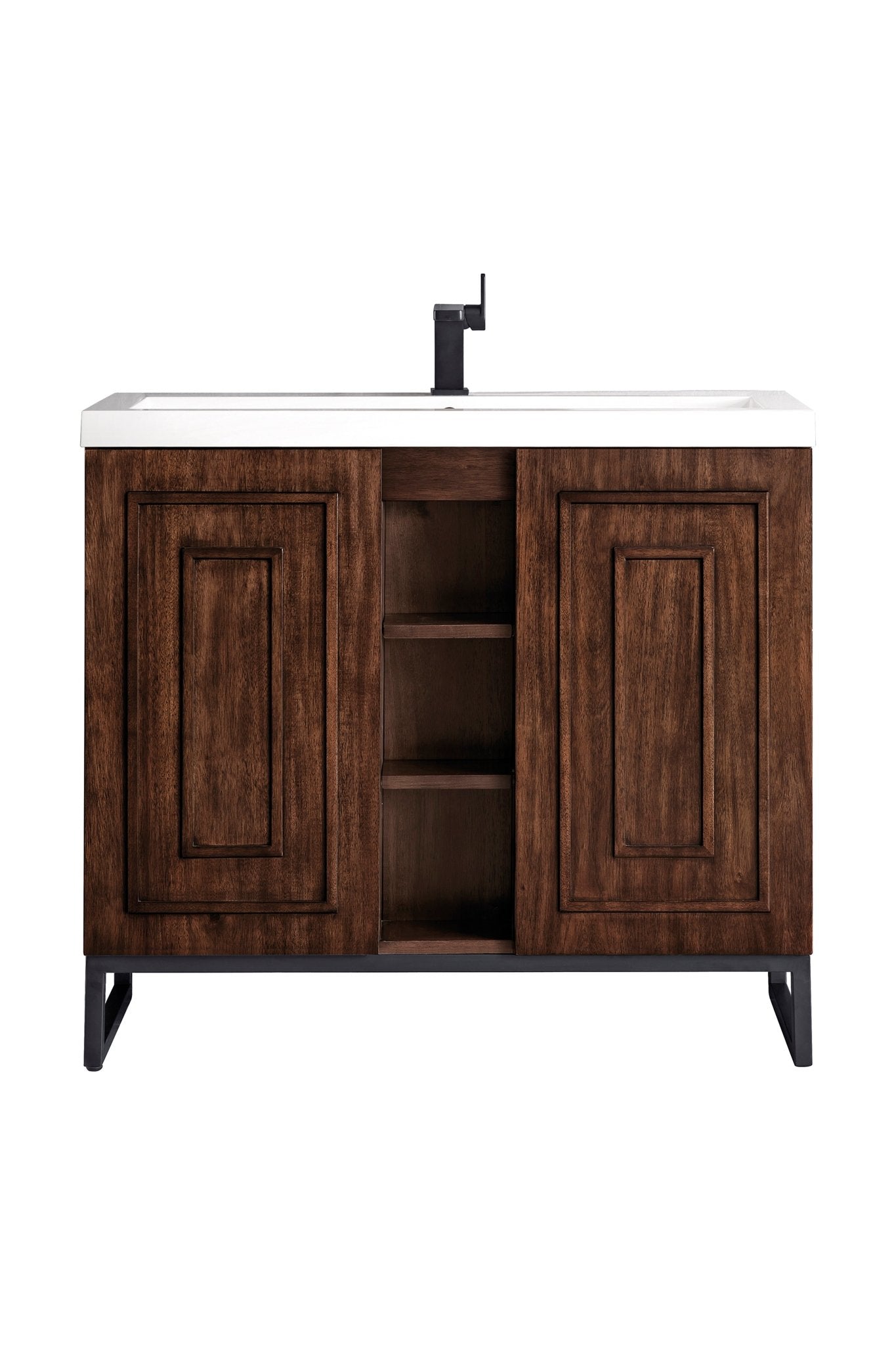 James Martin Vanities - Alicante' 39.5" Single Vanity in Mid - Century Acacia - E110V39.5MCAMBKWG - Home Luxury USA