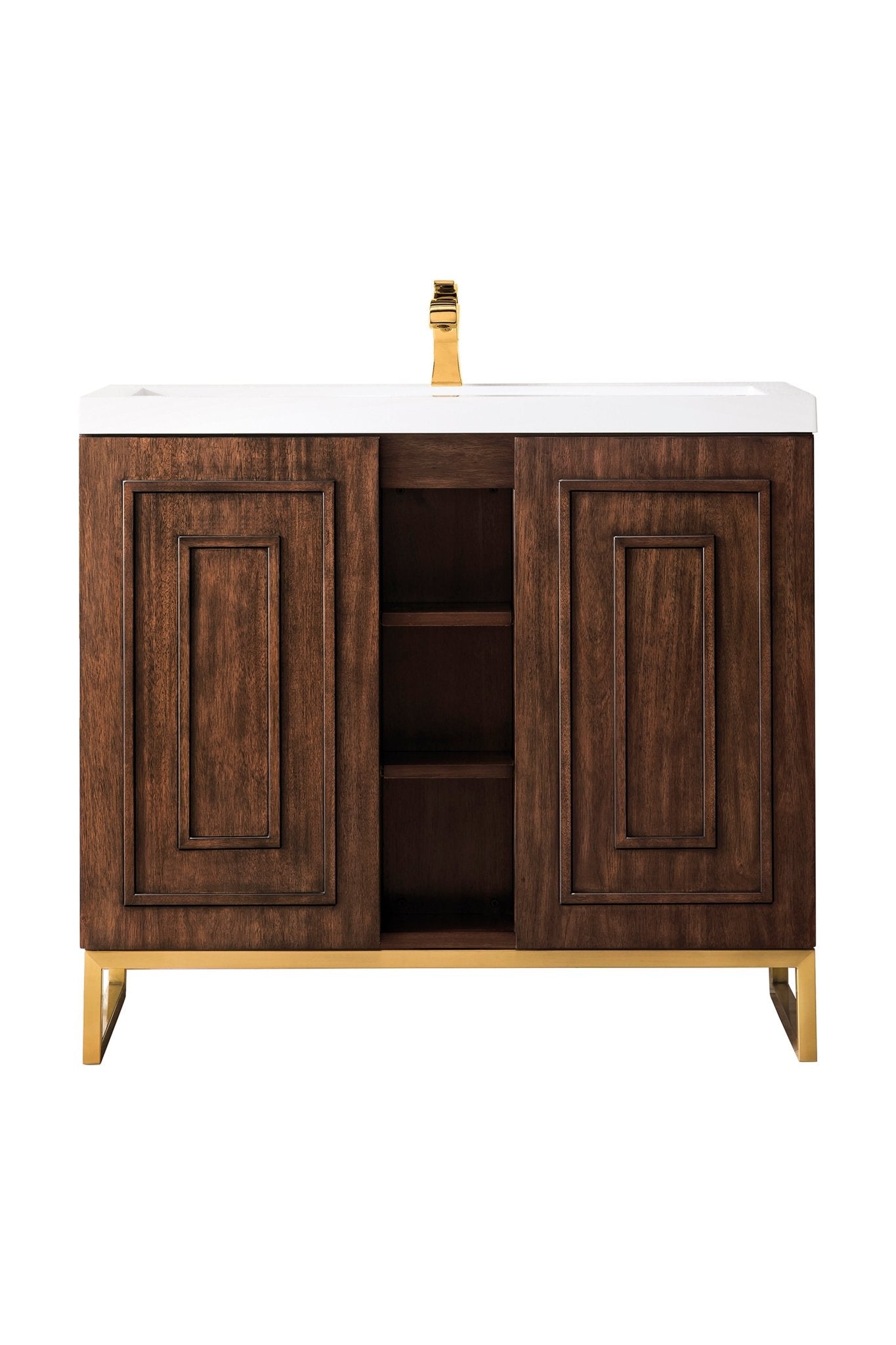 James Martin Vanities - Alicante' 39.5" Single Vanity in Mid - Century Acacia - E110V39.5MCARGDWG - Home Luxury USA