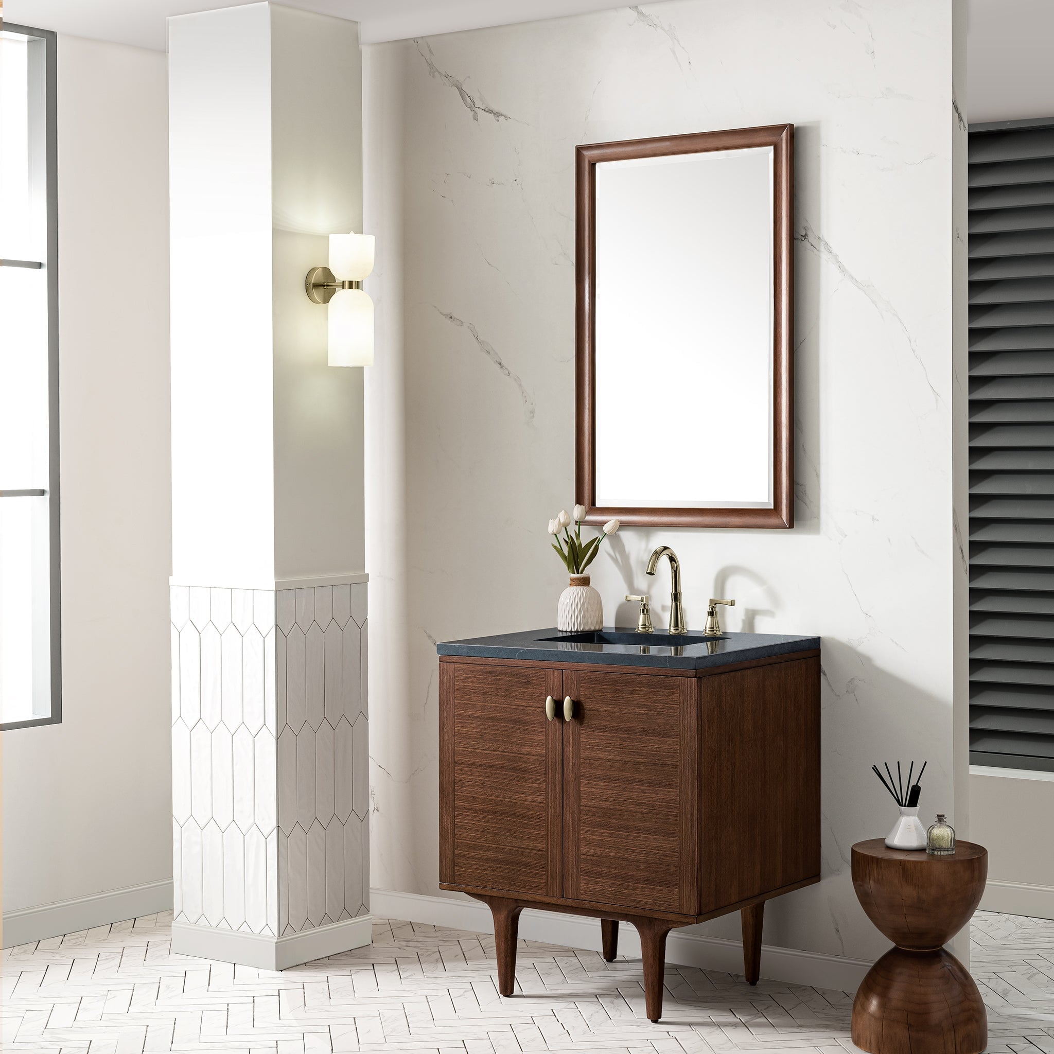 James Martin Vanities - Amberly 30" Single Vanity in Mid - Century Walnut - 670 - V30 - WLT - Home Luxury USA