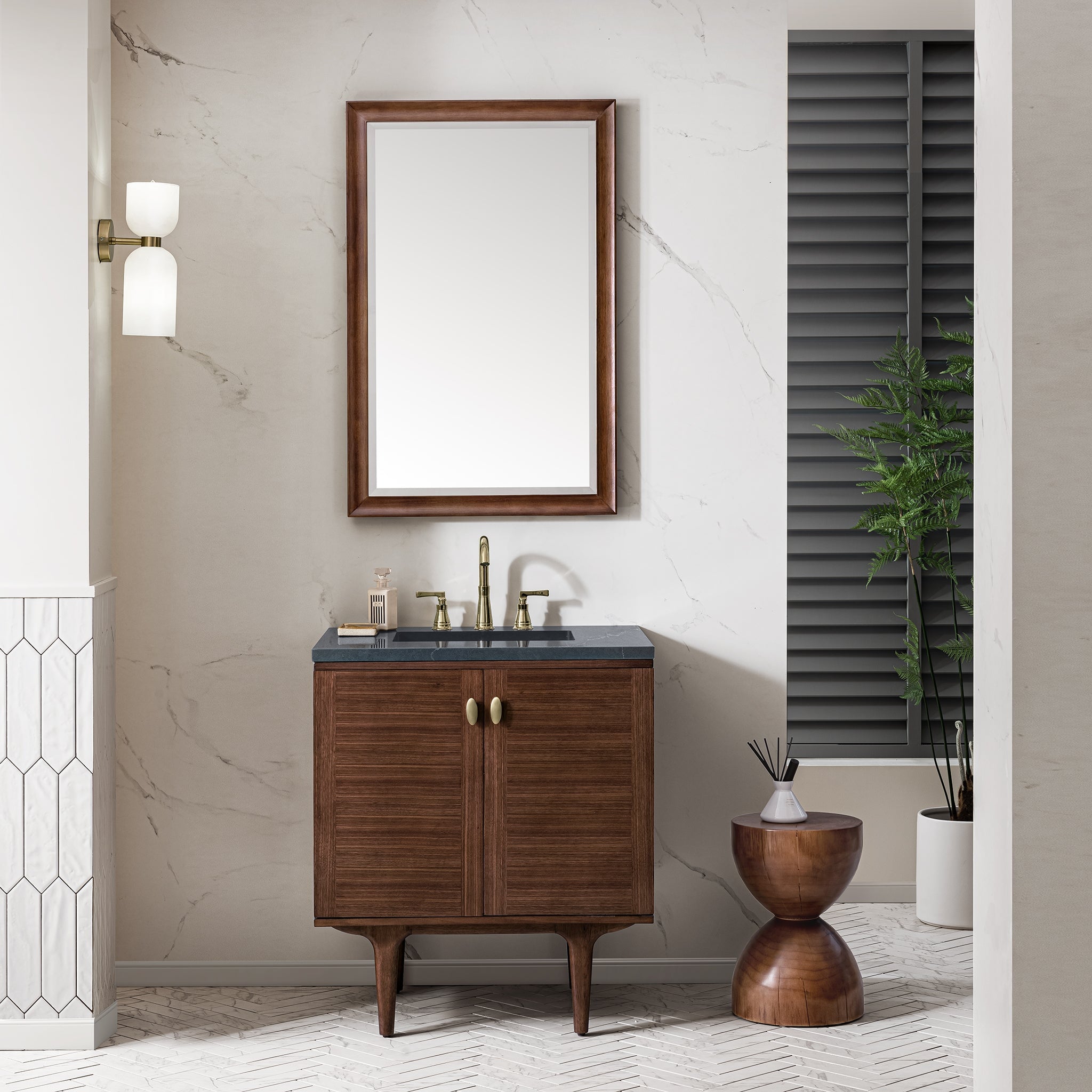 James Martin Vanities - Amberly 30" Single Vanity in Mid - Century Walnut - 670 - V30 - WLT - Home Luxury USA