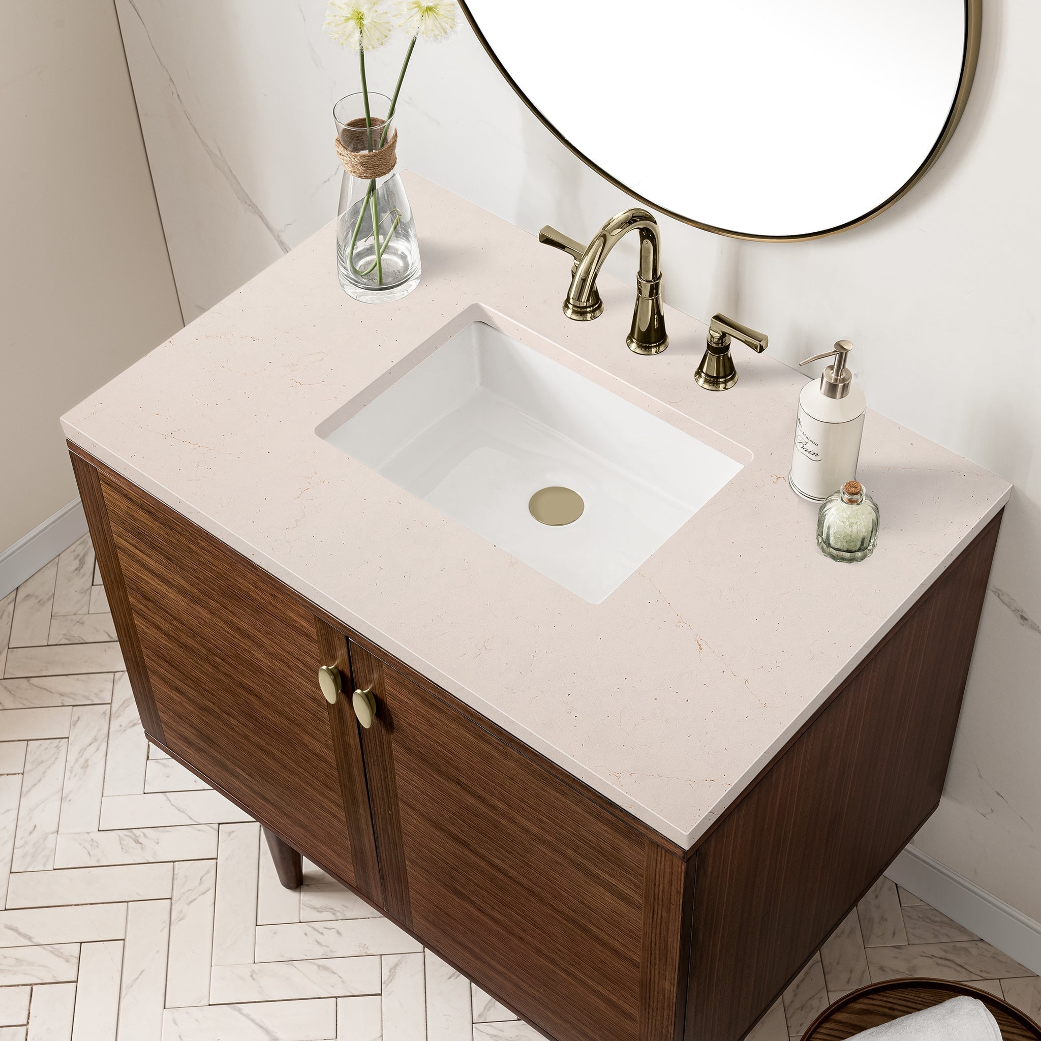 James Martin Vanities - Amberly 36" Single Vanity in Mid - Century Walnut - 670 - V36 - WLT - 3EMR - Home Luxury USA