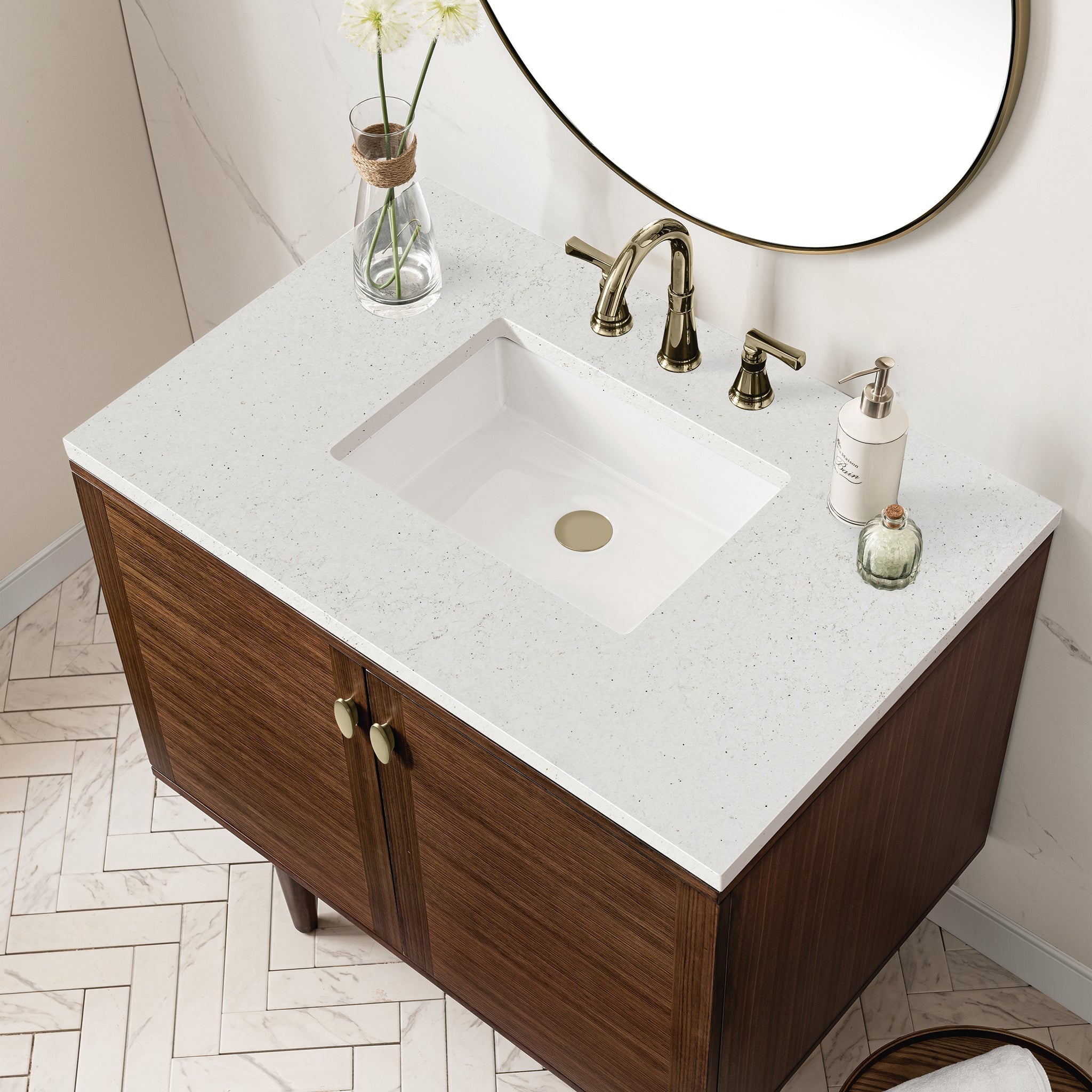 James Martin Vanities - Amberly 36" Single Vanity in Mid - Century Walnut - 670 - V36 - WLT - 3LDL - Home Luxury USA