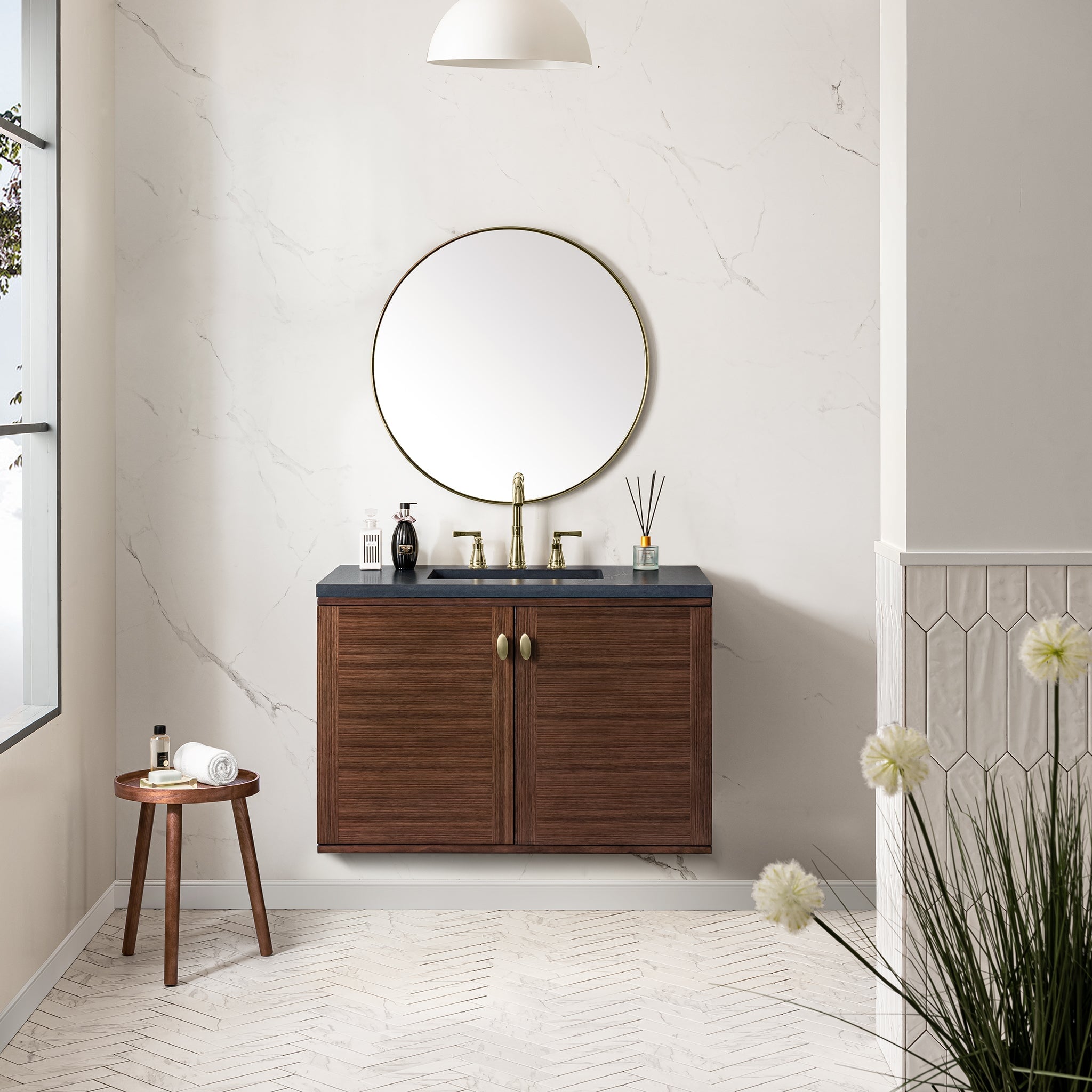 James Martin Vanities - Amberly 36" Single Vanity in Mid - Century Walnut - 670 - V36 - WLT - Home Luxury USA