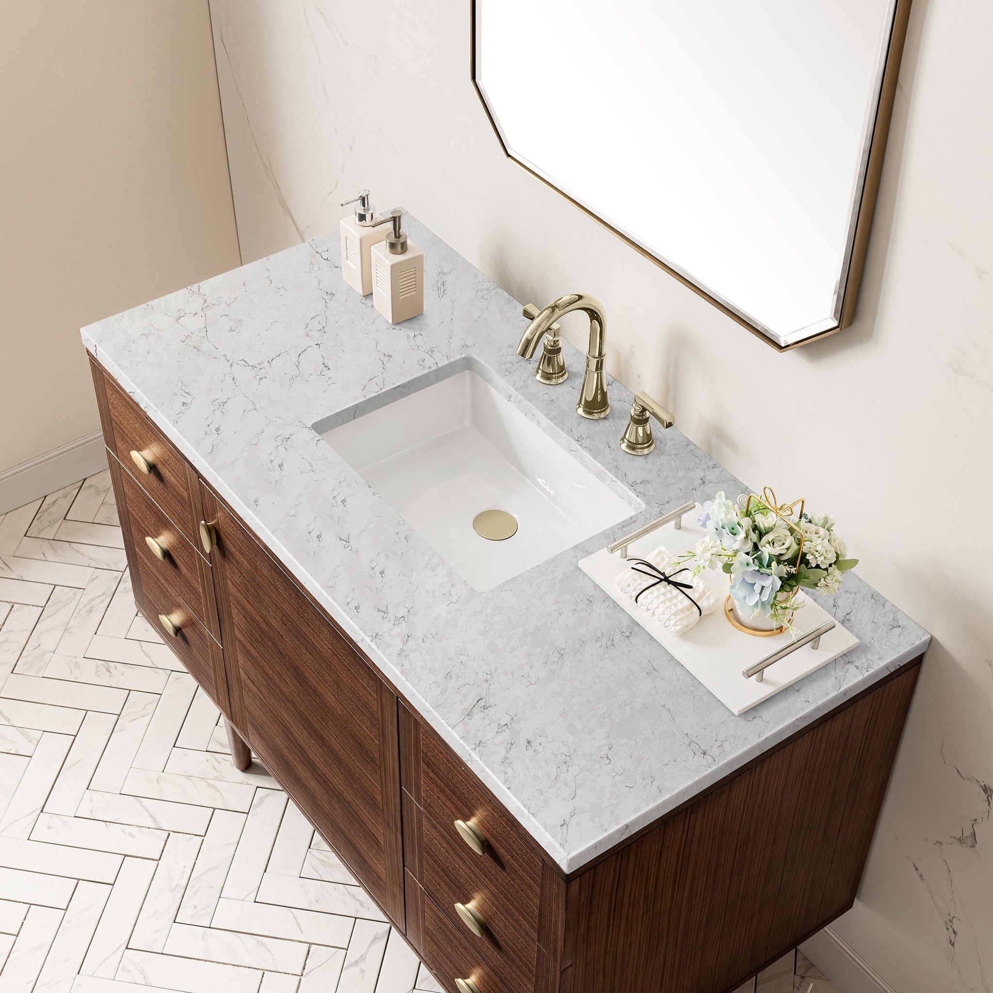 Amberly 48" Single Vanity in Mid-Century Walnut