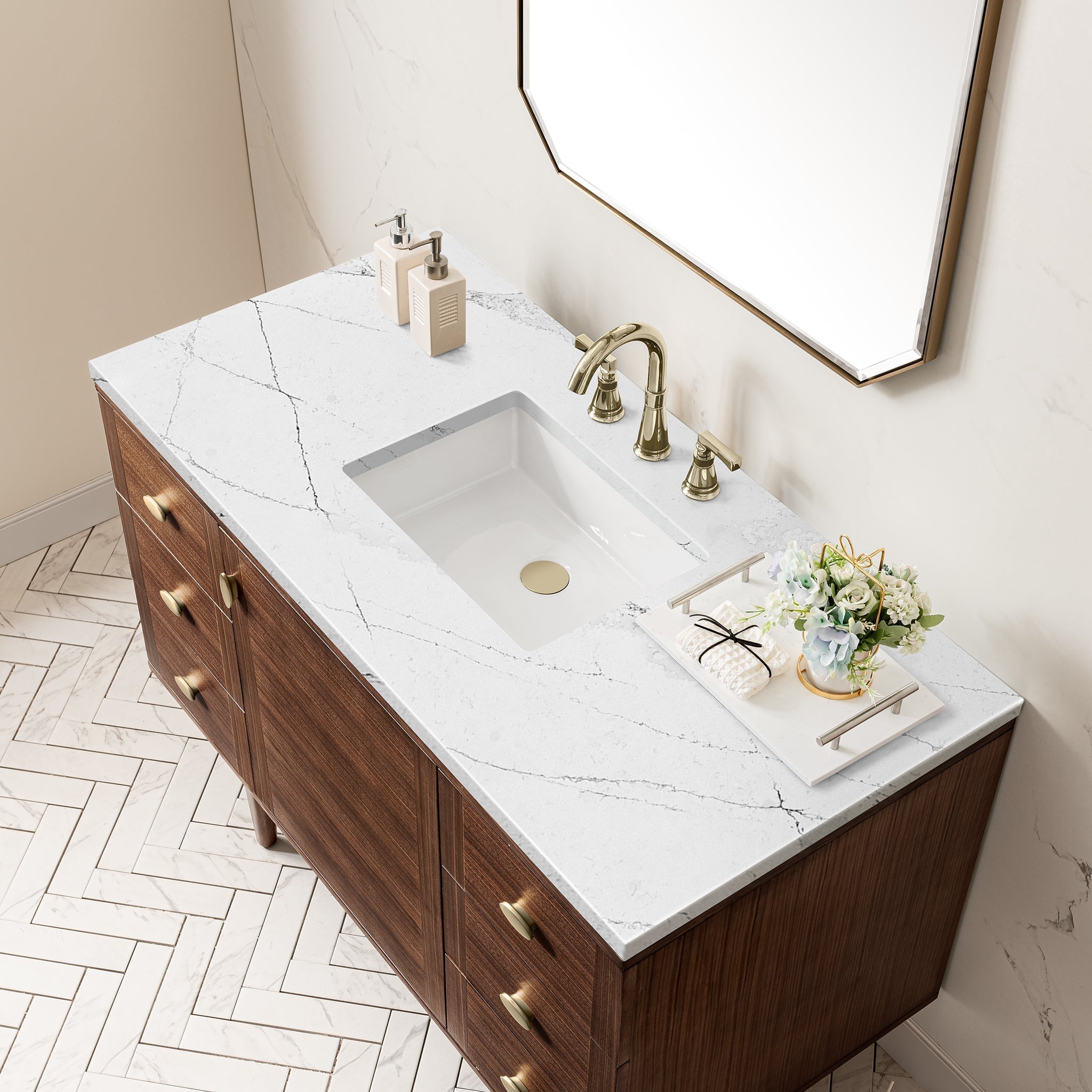 Amberly 48" Single Vanity in Mid-Century Walnut