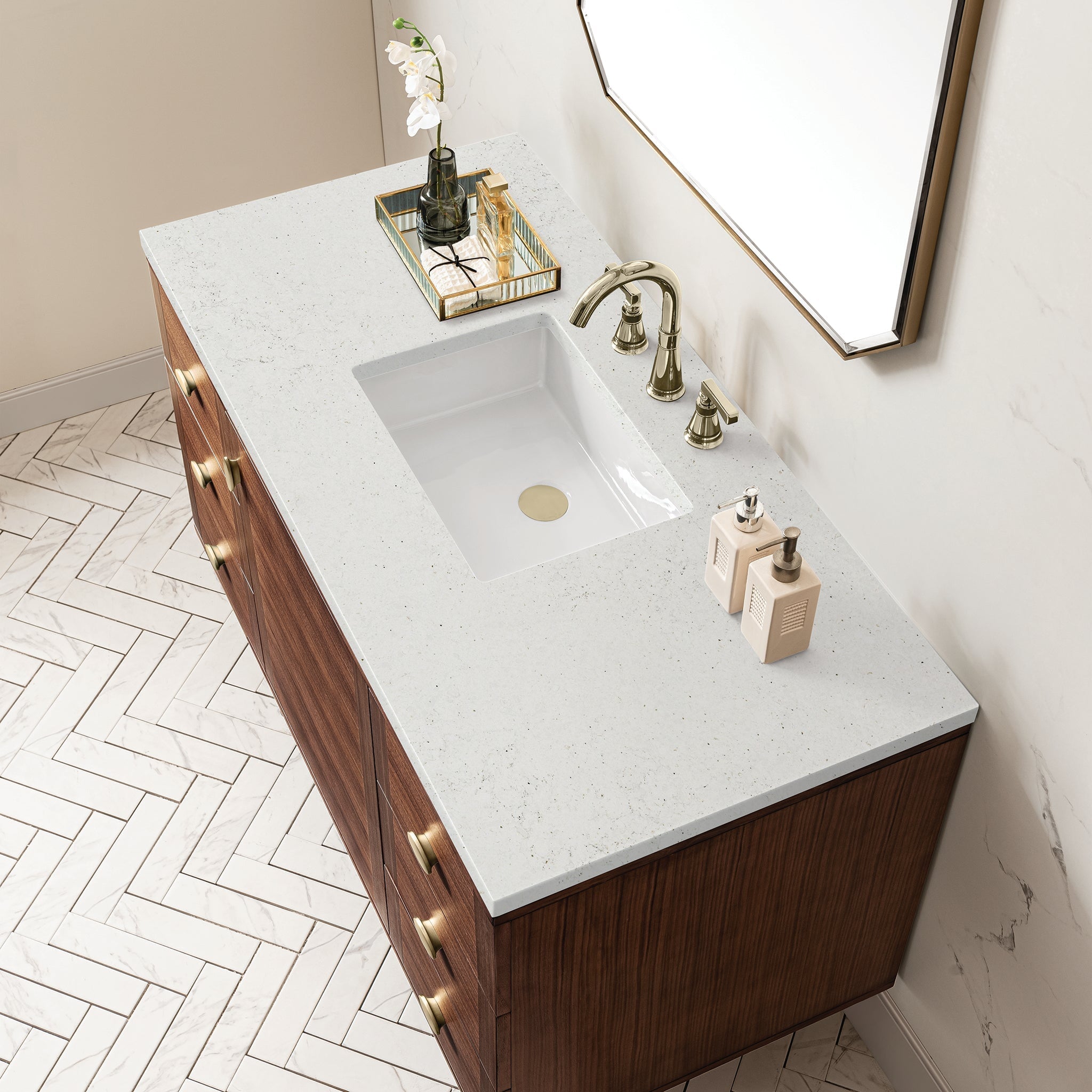 James Martin Vanities - Amberly 48" Single Vanity in Mid - Century Walnut - 670 - V48 - WLT - 3LDL - Home Luxury USA