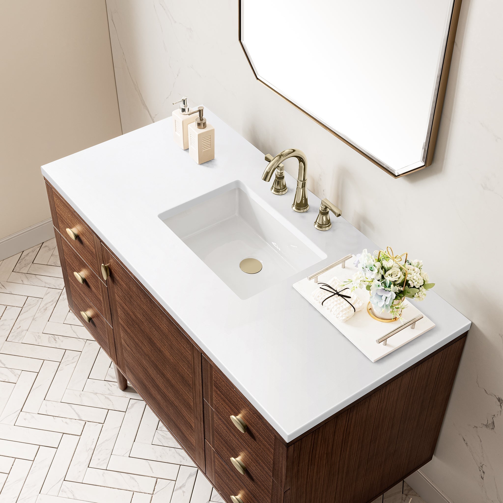 James Martin Vanities - Amberly 48" Single Vanity in Mid - Century Walnut - 670 - V48 - WLT - 3WZ - Home Luxury USA