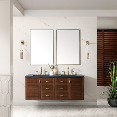 James Martin Vanities - Amberly 60" Double Vanity in Mid - Century Walnut - 670 - V60D - WLT - Home Luxury USA