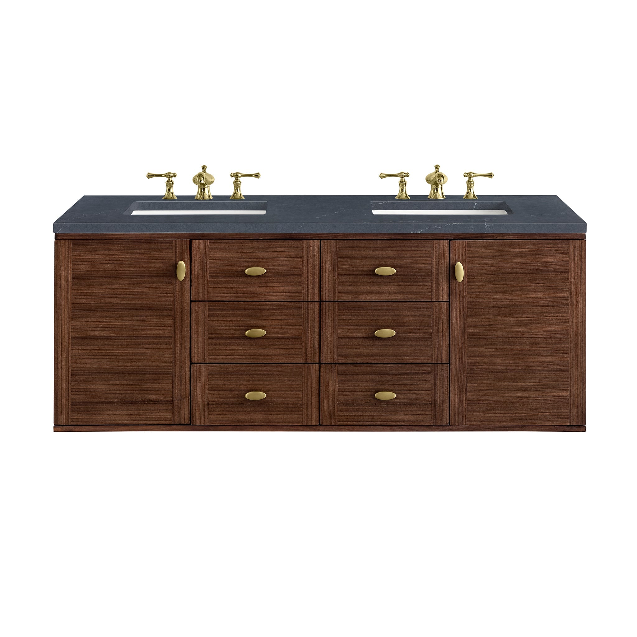 James Martin Vanities - Amberly 60" Double Vanity in Mid - Century Walnut - 670 - V60D - WLT - Home Luxury USA