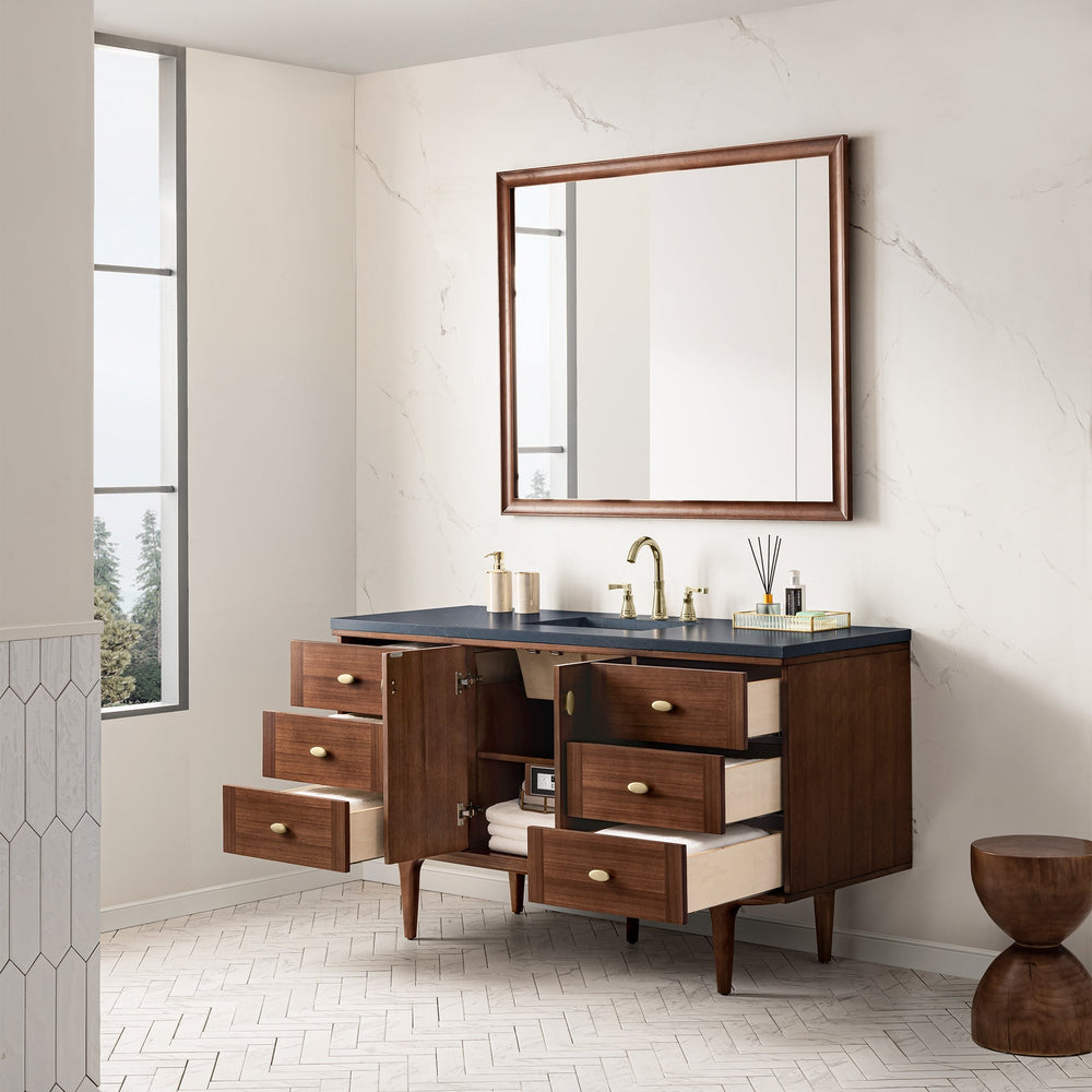 James Martin Vanities - Amberly 60" Single Vanity in Mid - Century Walnut - 670 - V60S - WLT - Home Luxury USA