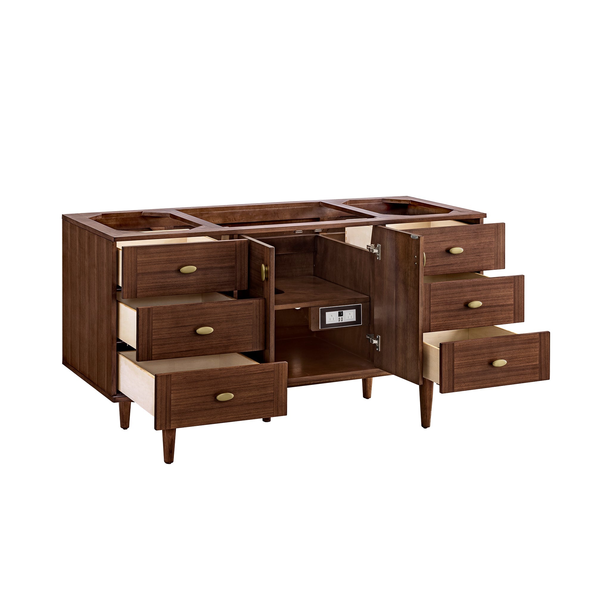 James Martin Vanities - Amberly 60" Single Vanity in Mid - Century Walnut - 670 - V60S - WLT - Home Luxury USA