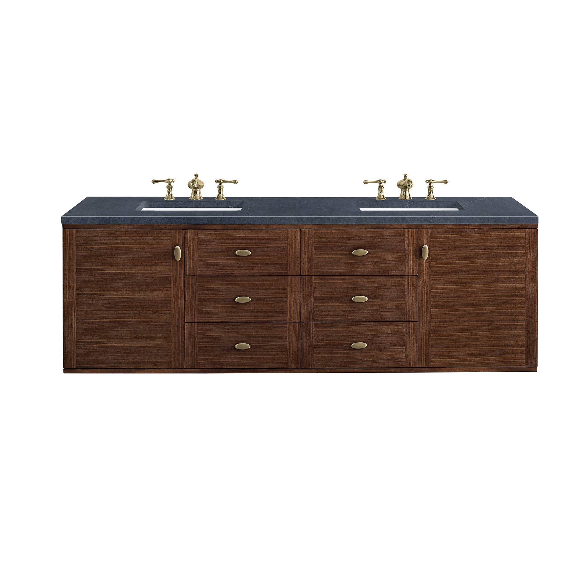 James Martin Vanities - Amberly 72" Double Vanity in Mid - Century Walnut - 670 - V72 - WLT - Home Luxury USA