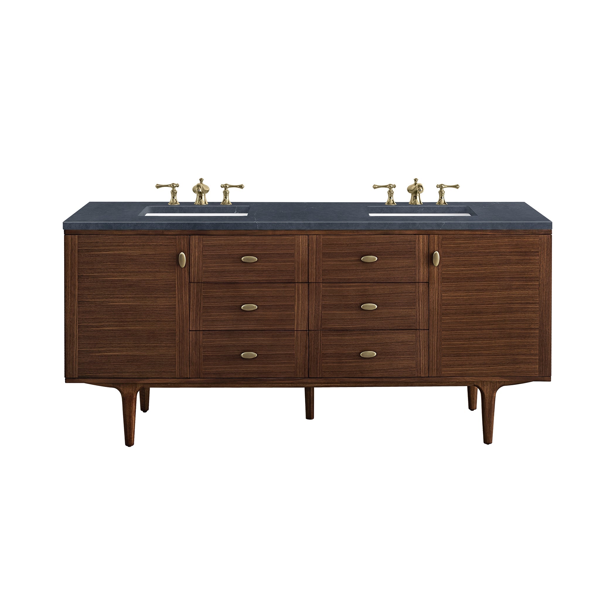 James Martin Vanities - Amberly 72" Double Vanity in Mid - Century Walnut - 670 - V72 - WLT - Home Luxury USA