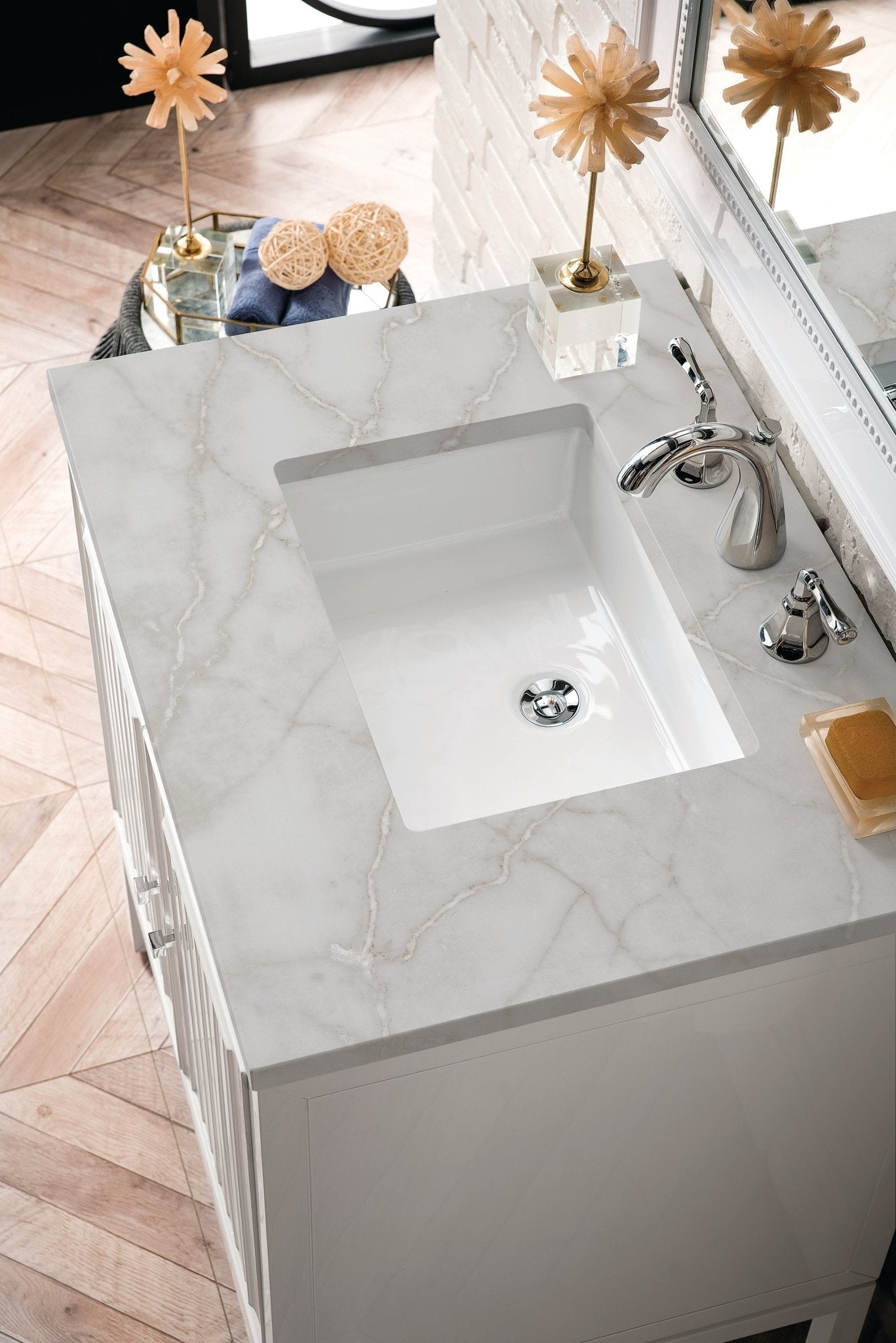 James Martin Vanities - Athens 30" Single Vanity Cabinet in Glossy White - E645 - V30 - GW - 3VSL - Home Luxury USA