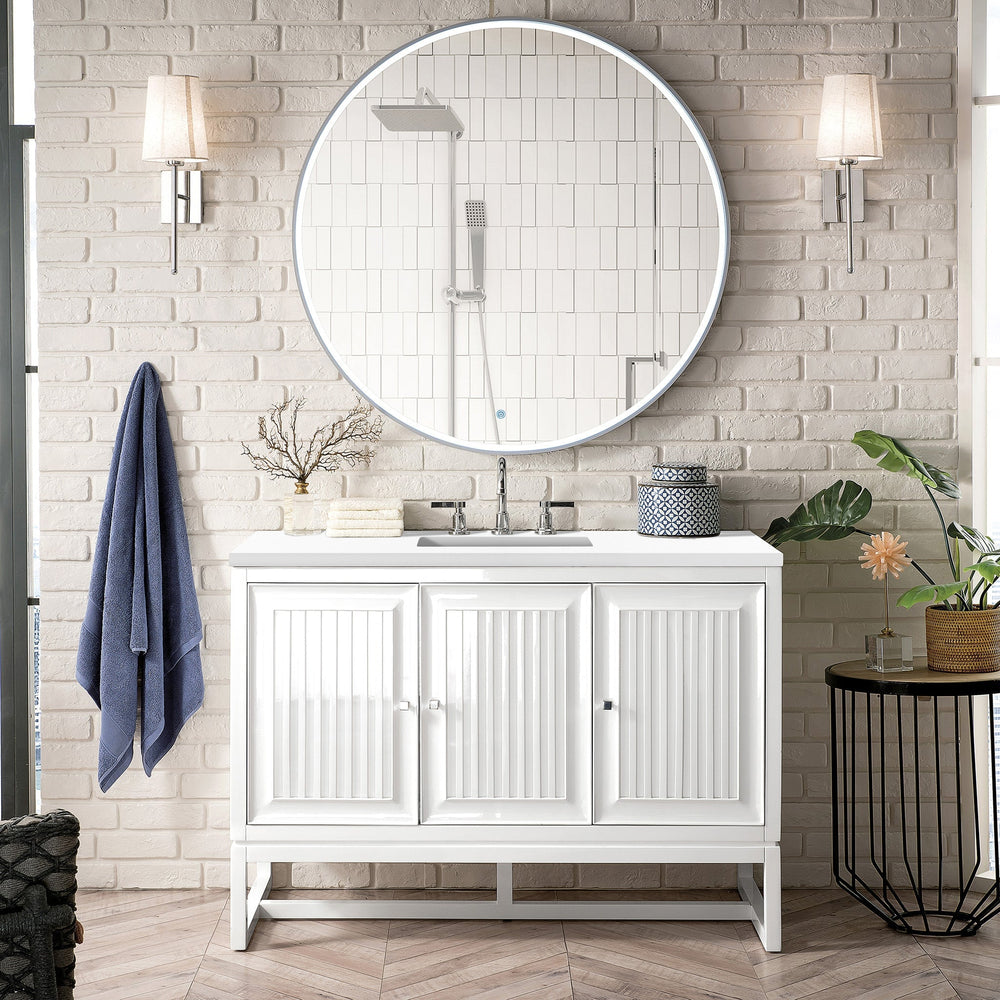 James Martin Vanities - Athens 48" Single Vanity Cabinet, Glossy White - E645 - V48 - GW - Home Luxury USA