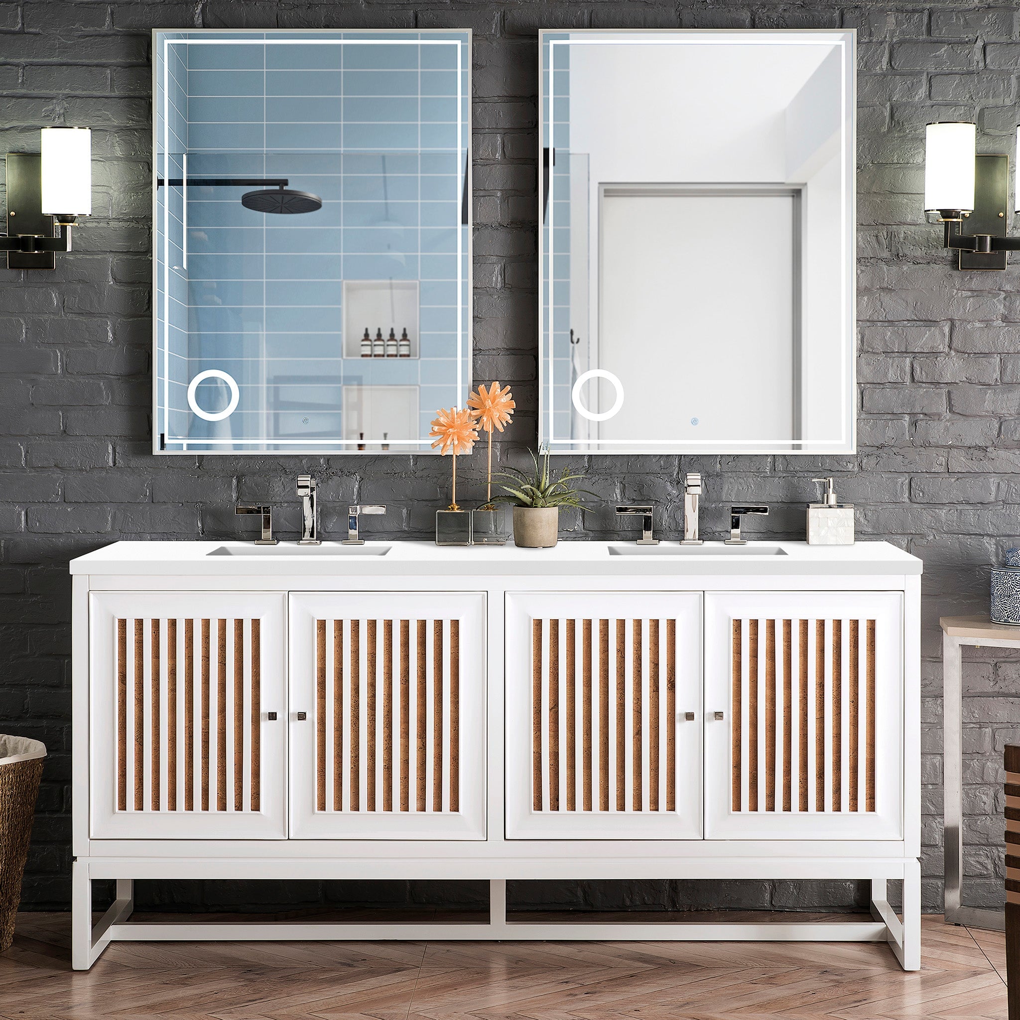 James Martin Vanities - Athens 72" Double Vanity Cabinet, Glossy White - E645 - V72 - GW - Home Luxury USA