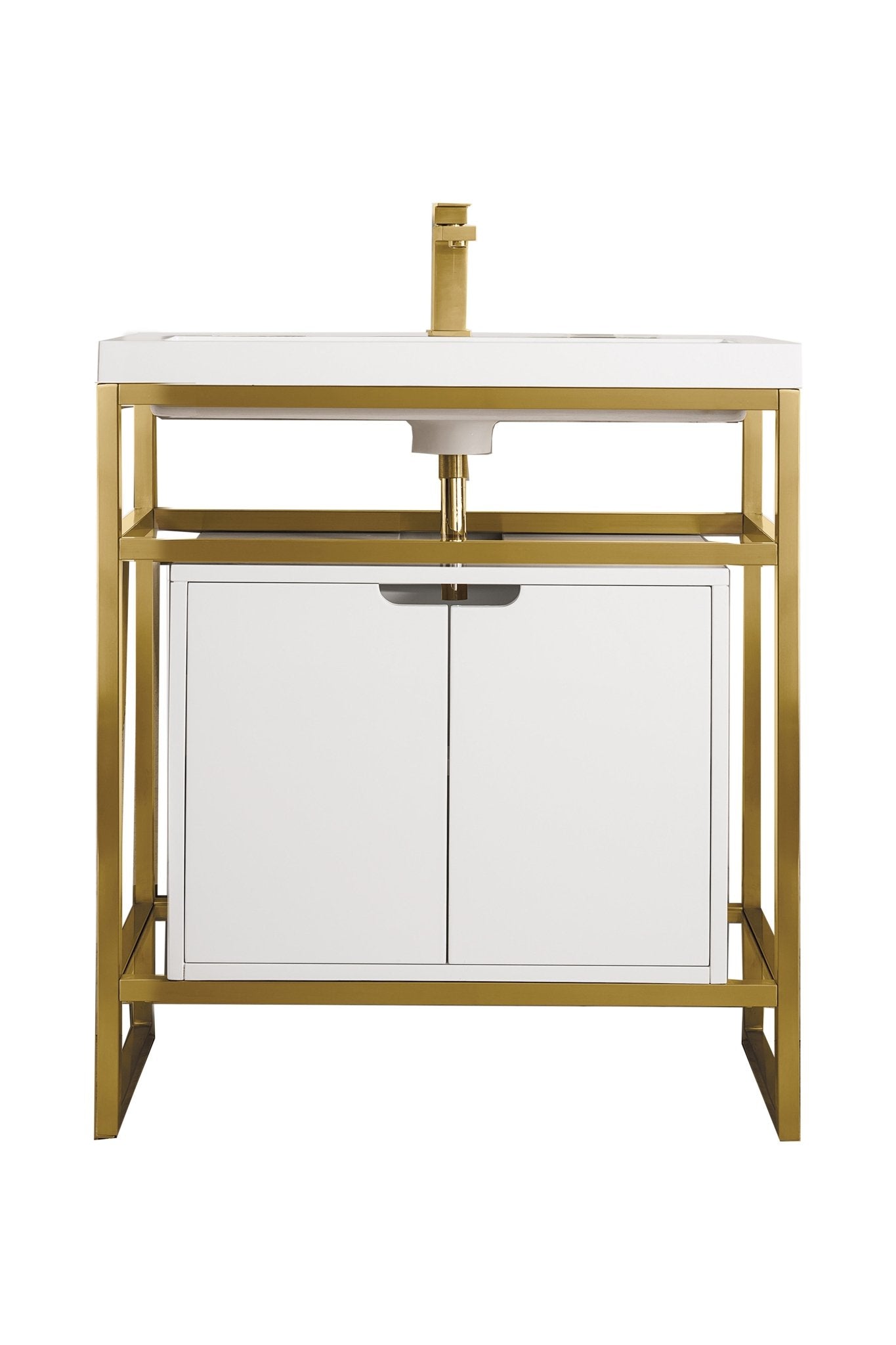 James Martin Vanities - Boston 31.5 Stainless Steel Sink Console Single Bathroom Vanity in Radiant Gold - C105V31.5RGDSCGWWG - Home Luxury USA