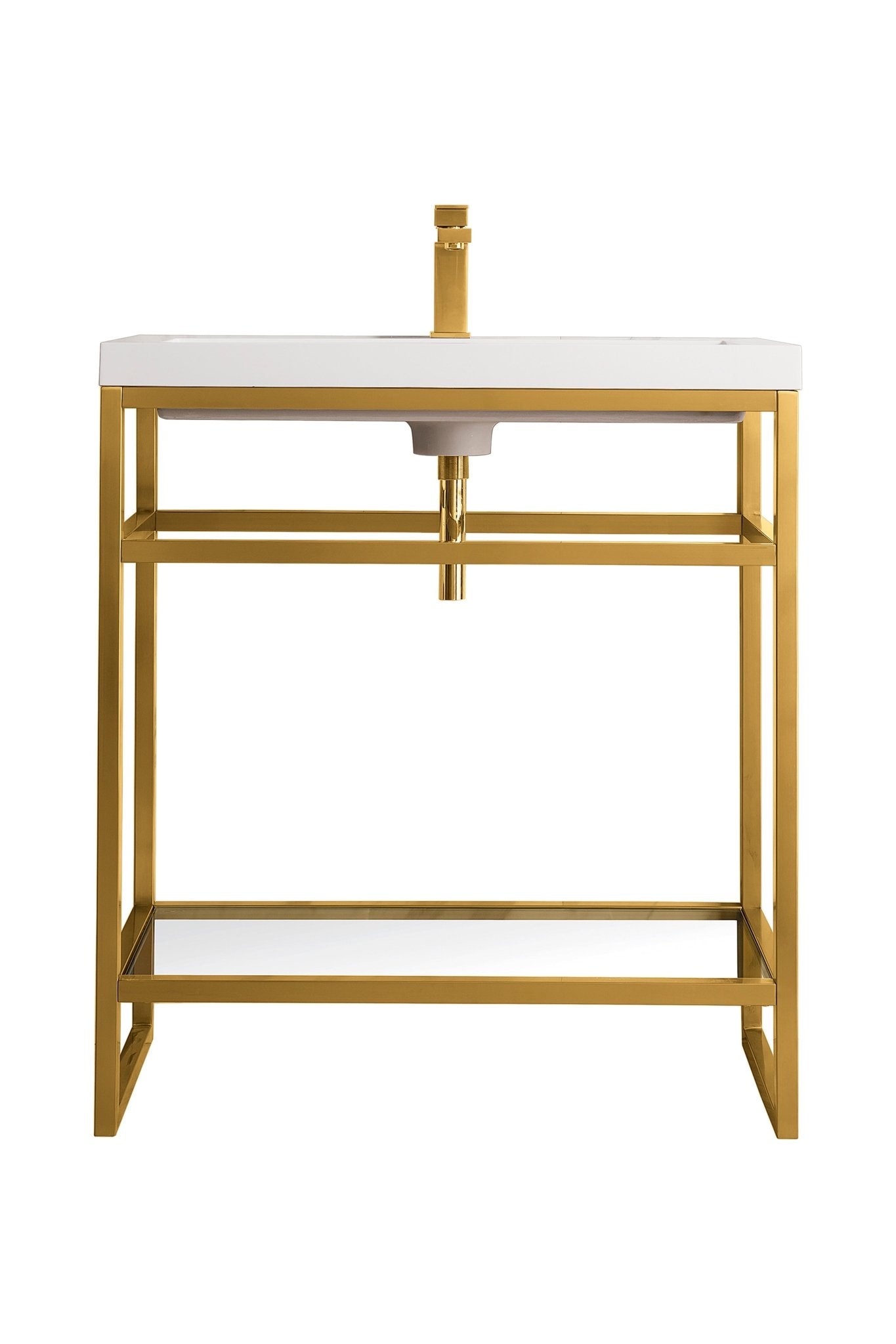 James Martin Vanities - Boston 31.5 Stainless Steel Sink Console Single Bathroom Vanity in Radiant Gold - C105V31.5RGDWG - Home Luxury USA