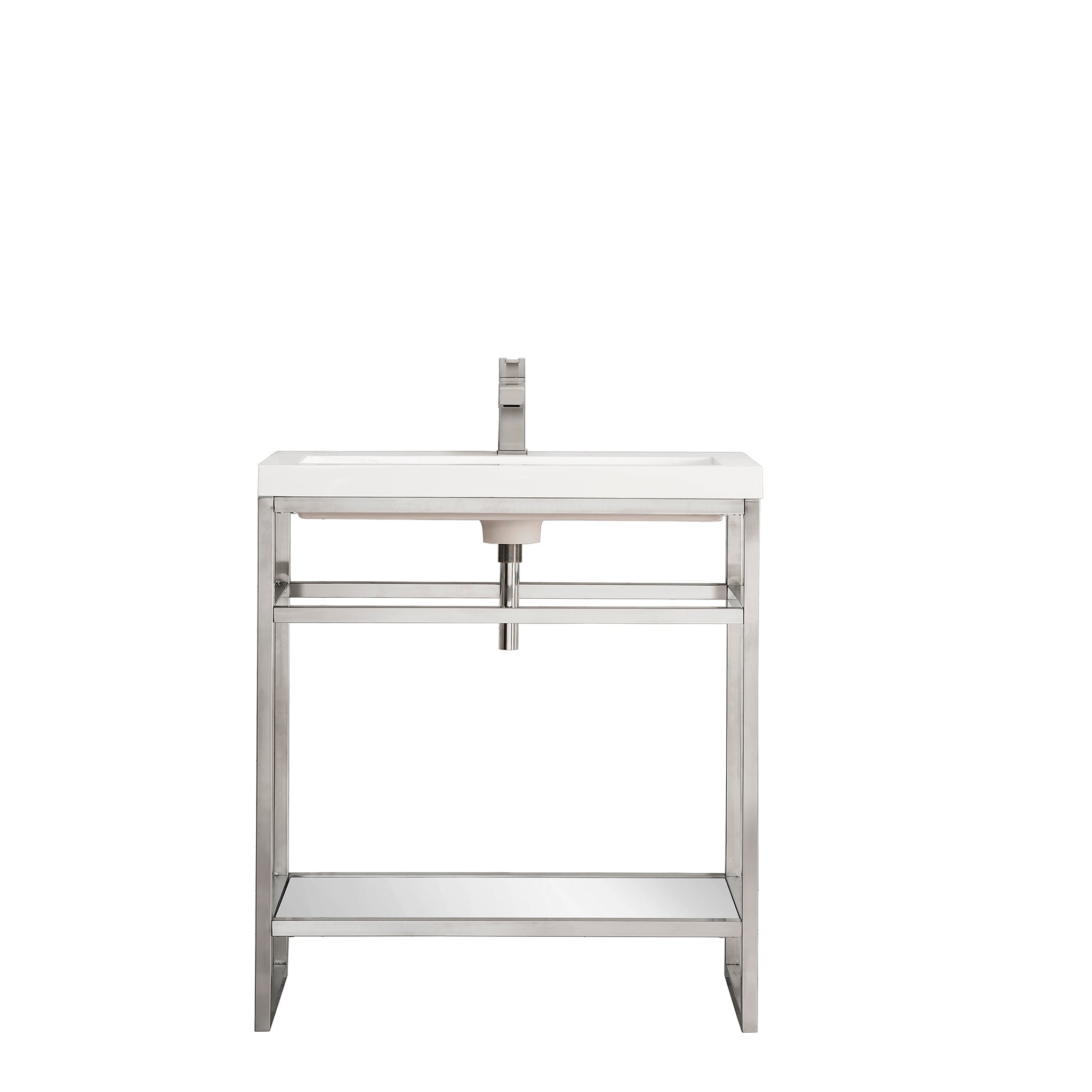 James Martin Vanities - Boston 31.5 Stainless Steel Sink Console Single Bathroom Vanity in Satin Nickel - C105V31.5BNKWG - Home Luxury USA