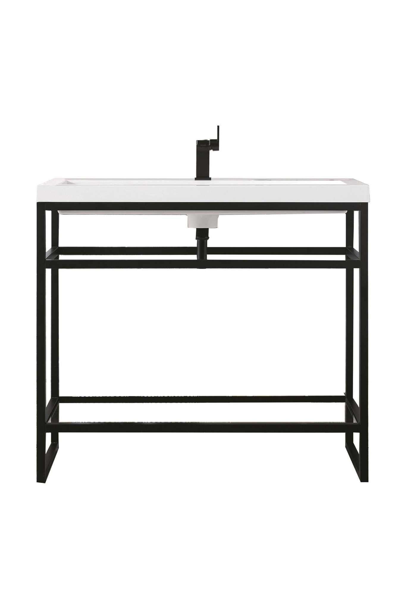 James Martin Vanities - Boston 39.5 Stainless Steel Sink Console Single Bathroom Vanity in Matte Black - C105V39.5MBKWG - Home Luxury USA