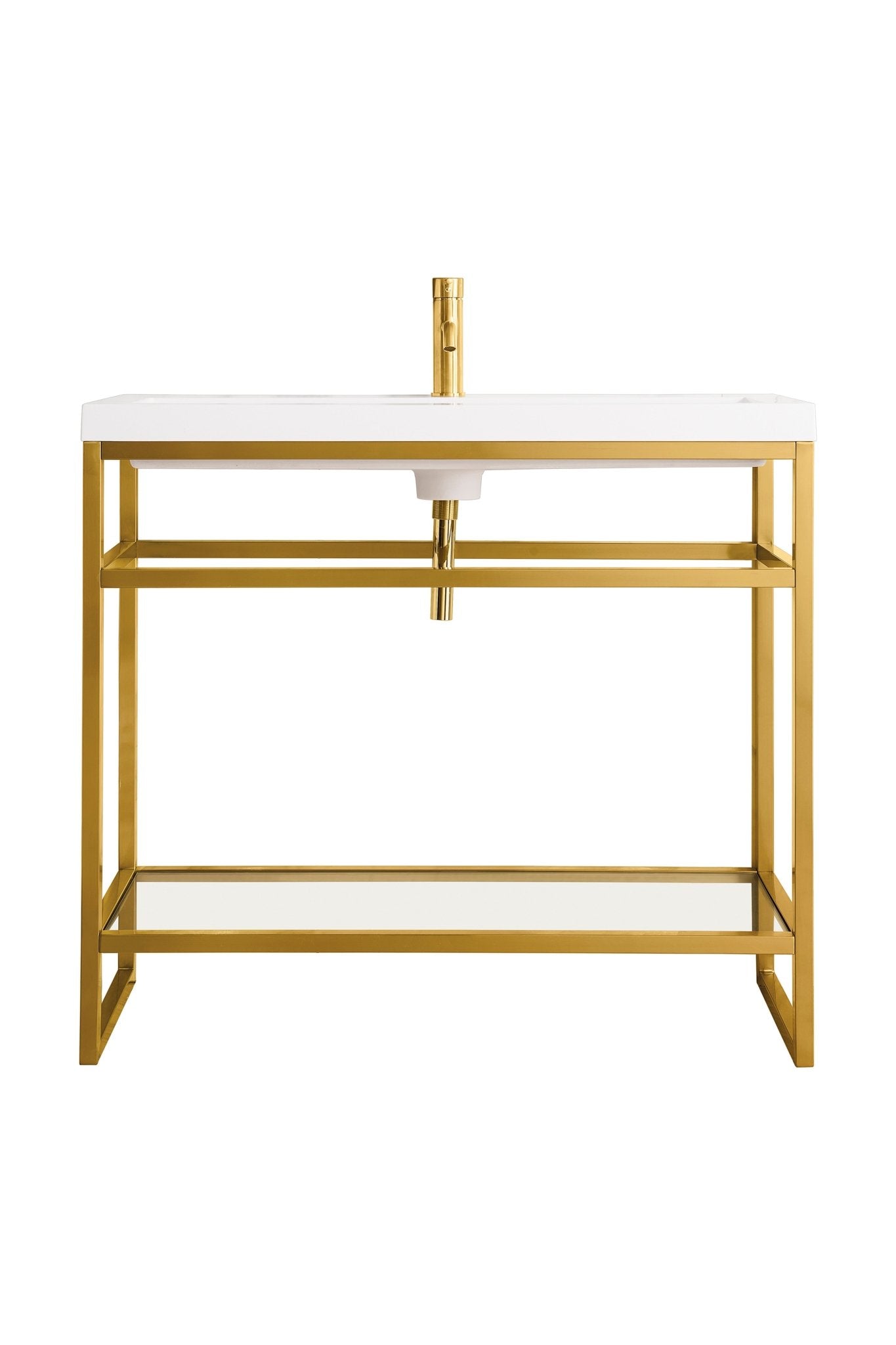 James Martin Vanities - Boston 39.5 Stainless Steel Sink Console Single Bathroom Vanity in Radiant Gold - C105V39.5MBKWG - Home Luxury USA