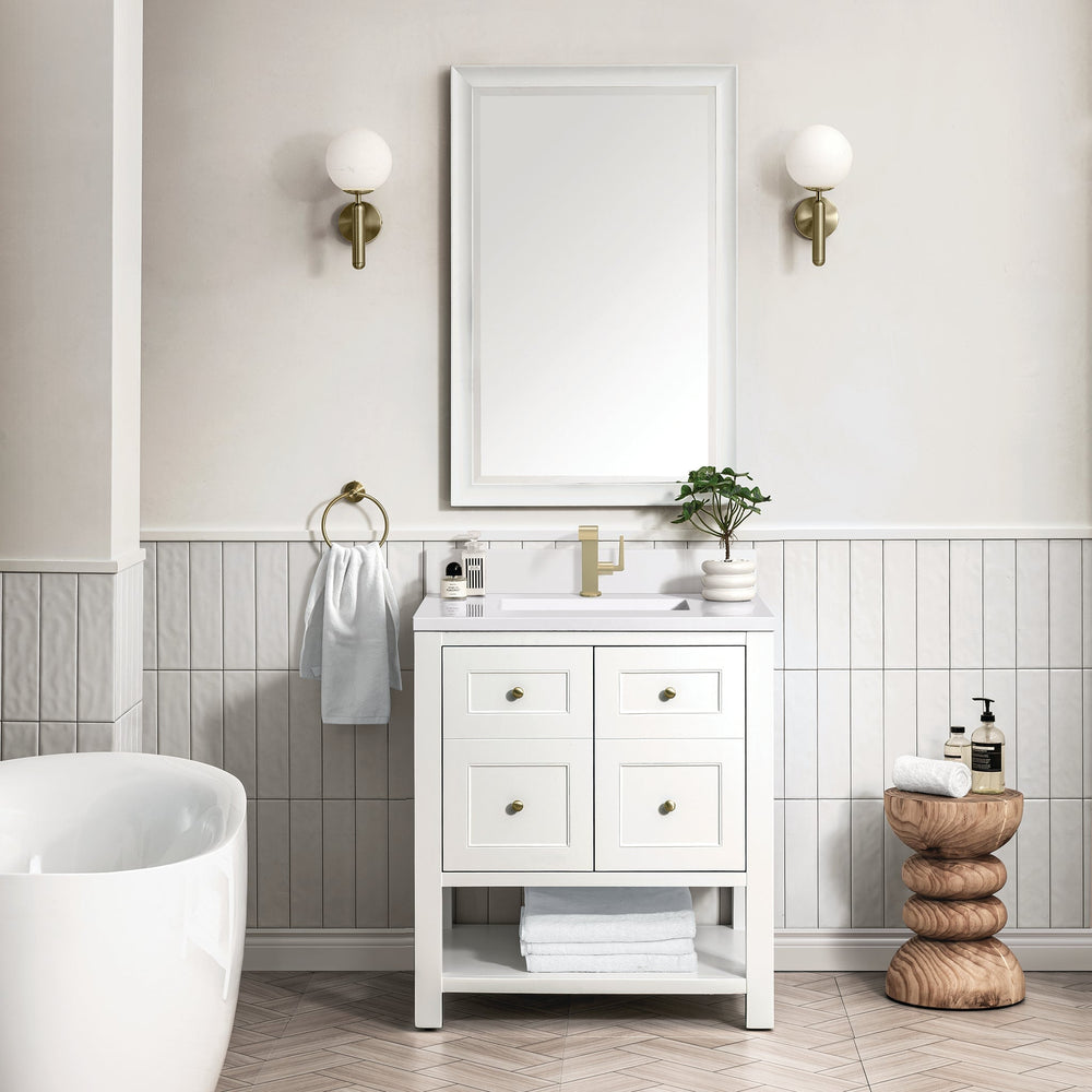 James Martin Vanities - Breckenridge 30" Single Vanity in Bright White - 330 - V30 - BW - 1WZ - Home Luxury USA