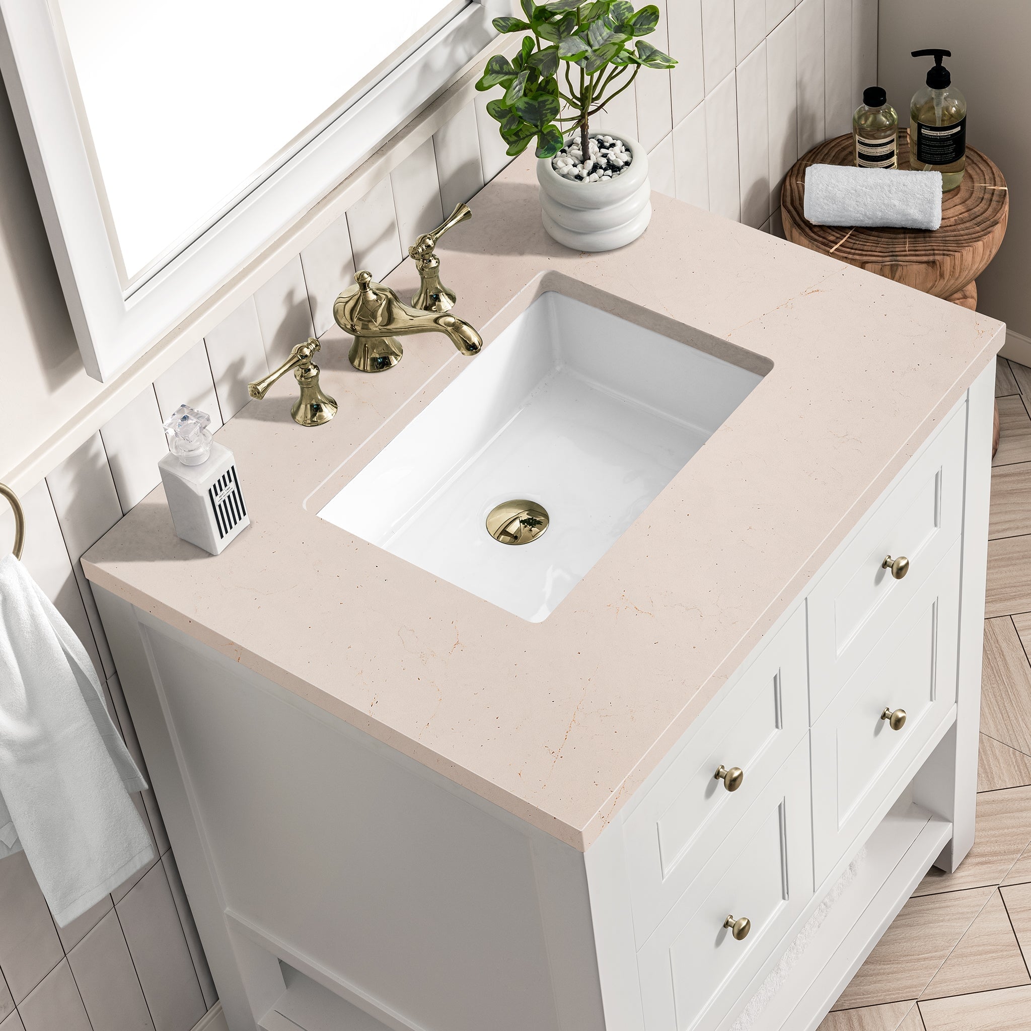 James Martin Vanities - Breckenridge 30" Single Vanity in Bright White - 330 - V30 - BW - 3EMR - Home Luxury USA