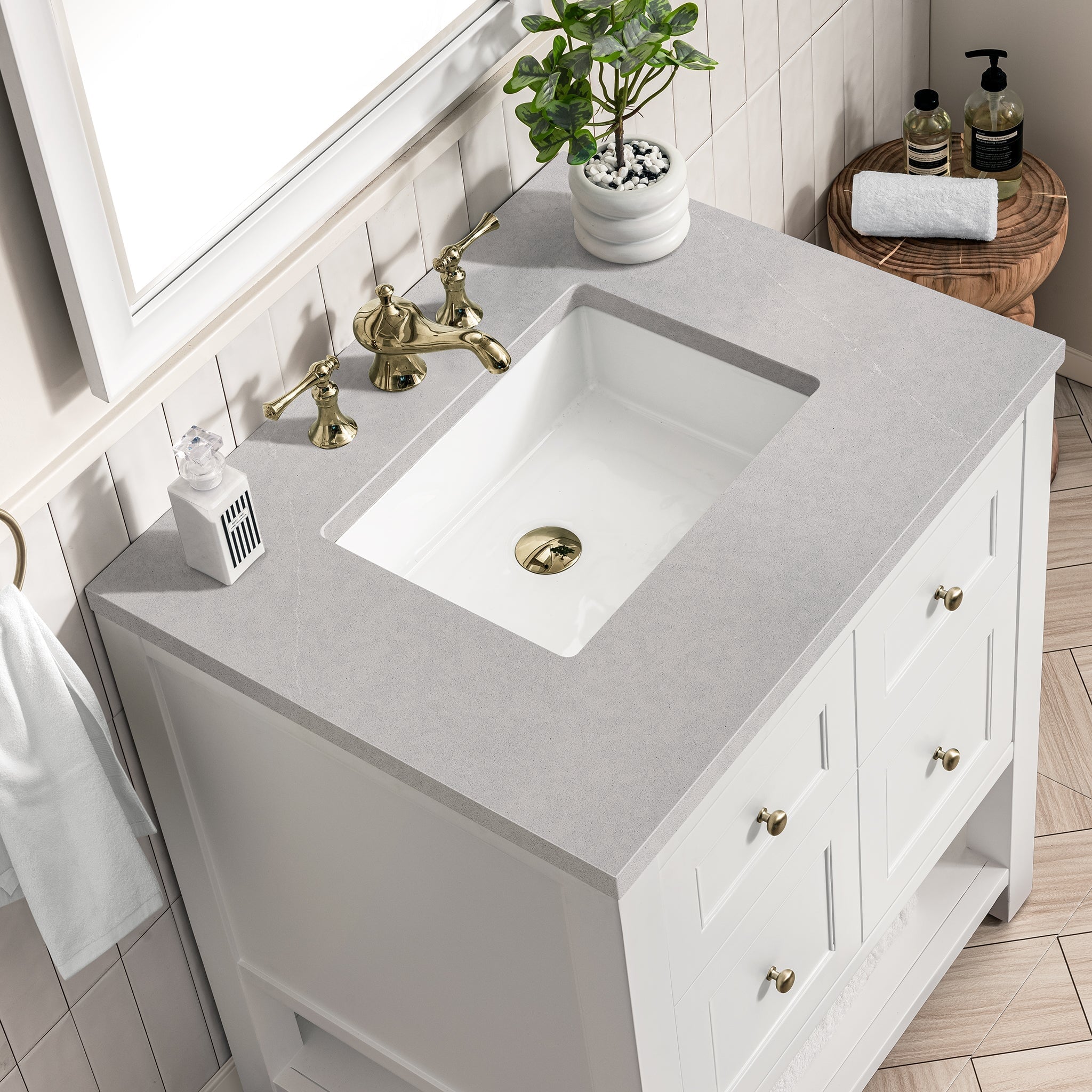 James Martin Vanities - Breckenridge 30" Single Vanity in Bright White - 330 - V30 - BW - 3ESR - Home Luxury USA