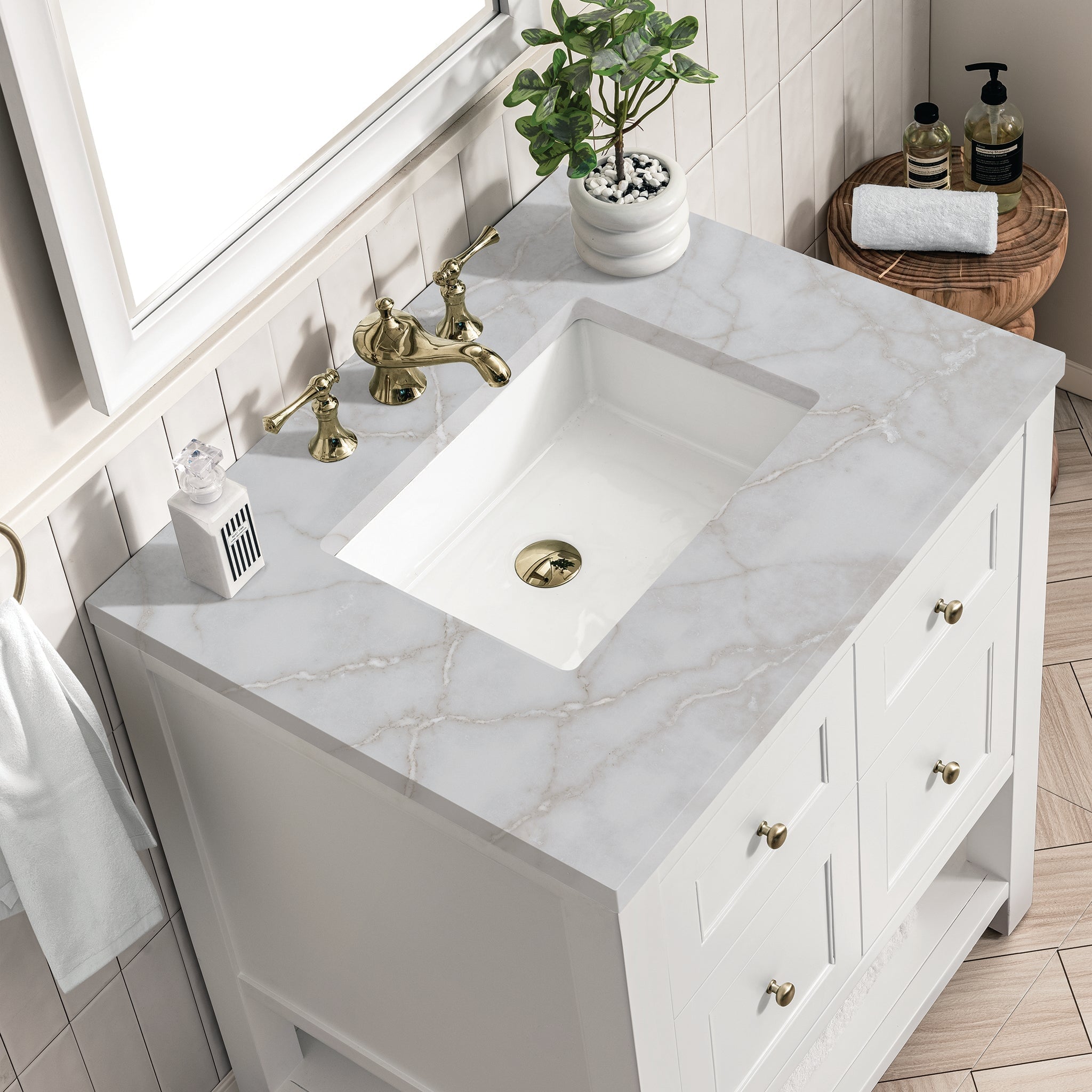 James Martin Vanities - Breckenridge 30" Single Vanity in Bright White - 330 - V30 - BW - 3VSL - Home Luxury USA