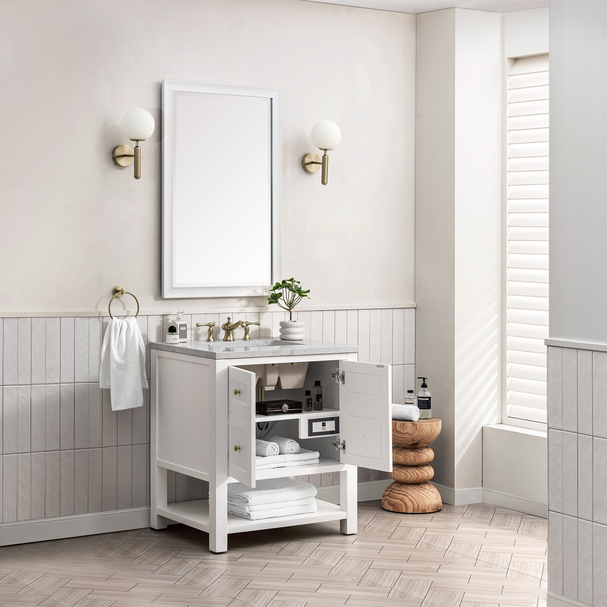 James Martin Vanities - Breckenridge 30" Single Vanity in Bright White - 330 - V30 - BW - Home Luxury USA