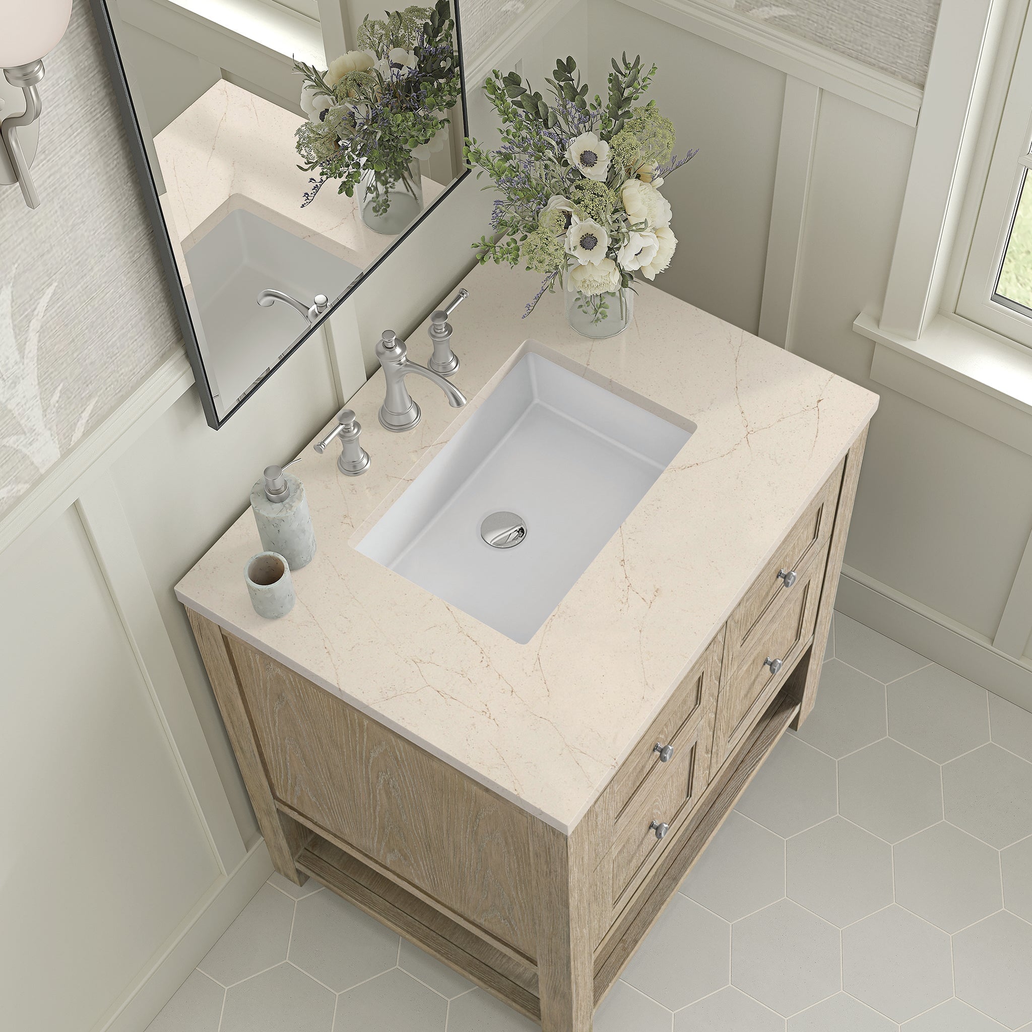 James Martin Vanities - Breckenridge 30" Single Vanity in Whitewashed Oak - 330 - V30 - WWO - 3EMR - Home Luxury USA