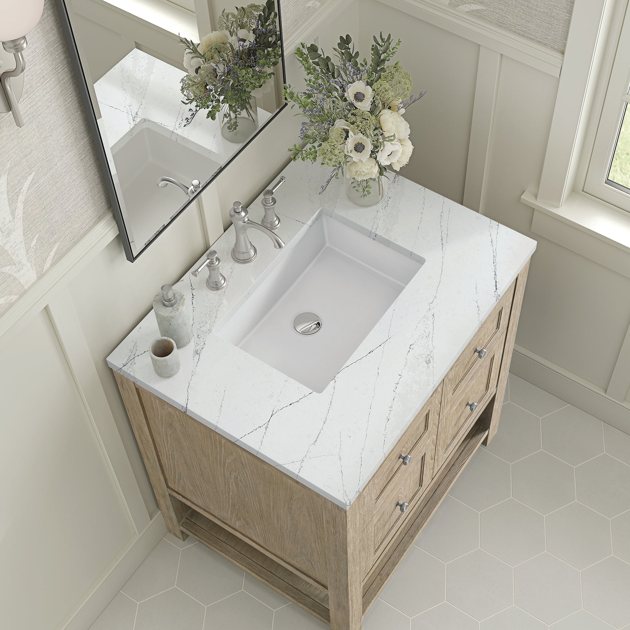 James Martin Vanities - Breckenridge 30" Single Vanity in Whitewashed Oak - 330 - V30 - WWO - 3ENC - Home Luxury USA