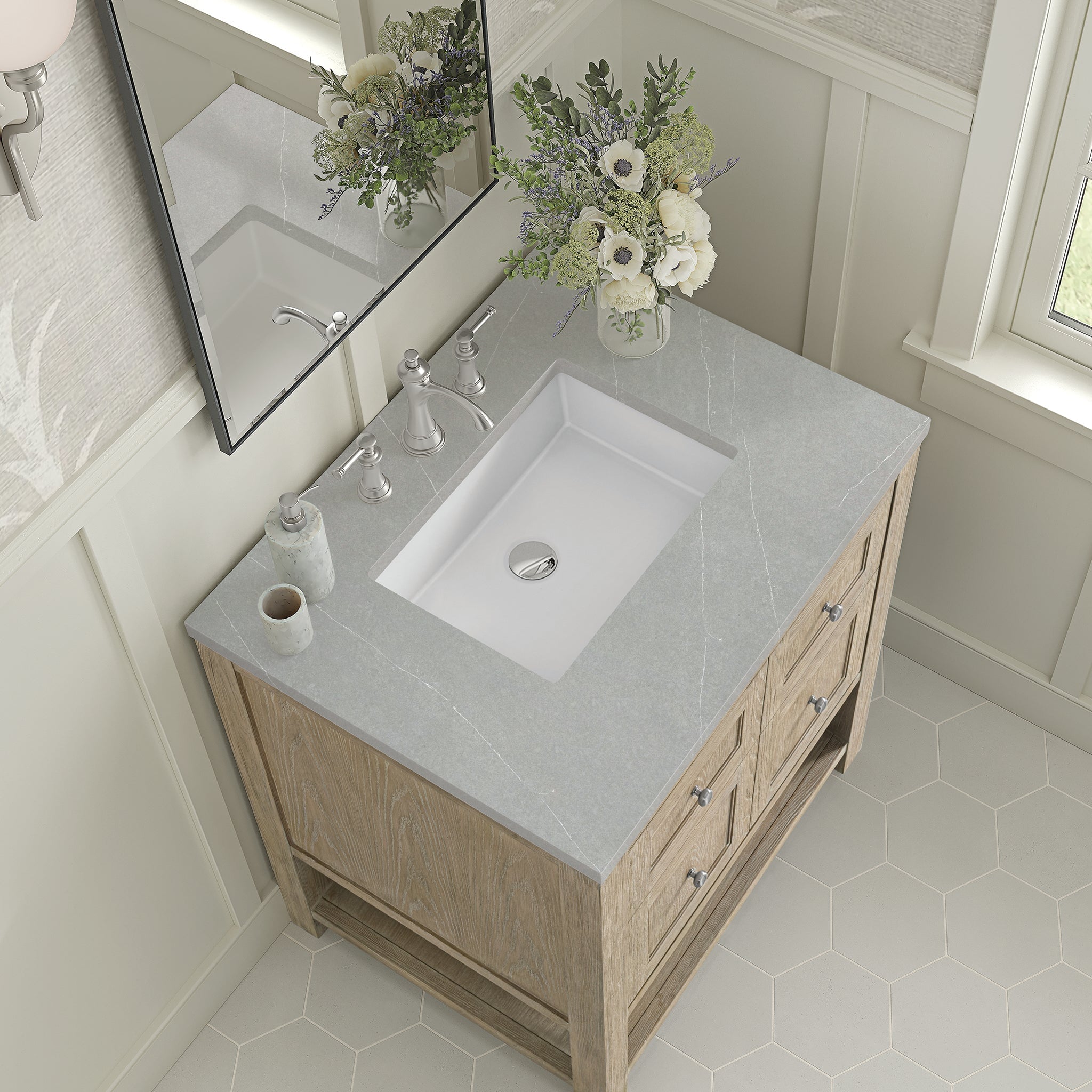 James Martin Vanities - Breckenridge 30" Single Vanity in Whitewashed Oak - 330 - V30 - WWO - 3ESR - Home Luxury USA